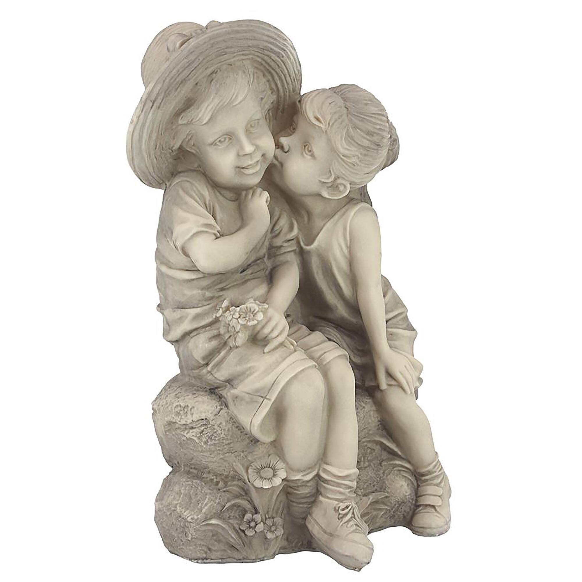 Design Toscano 14&#x22; Kissing Boy &#x26; Girl Statue