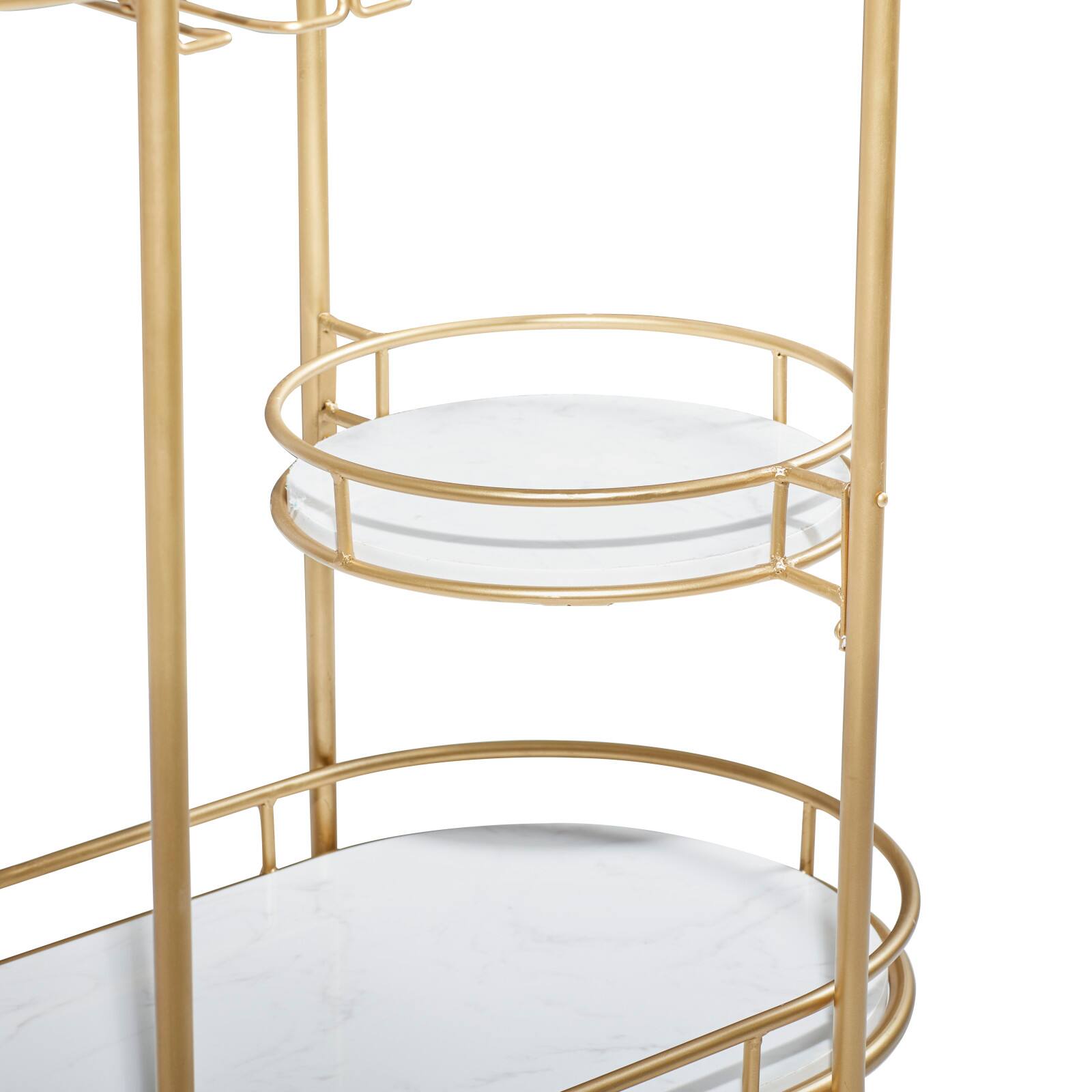 Gold Metal Contemporary Bar Cart, 33&#x22; x 31&#x22; x 16&#x22;