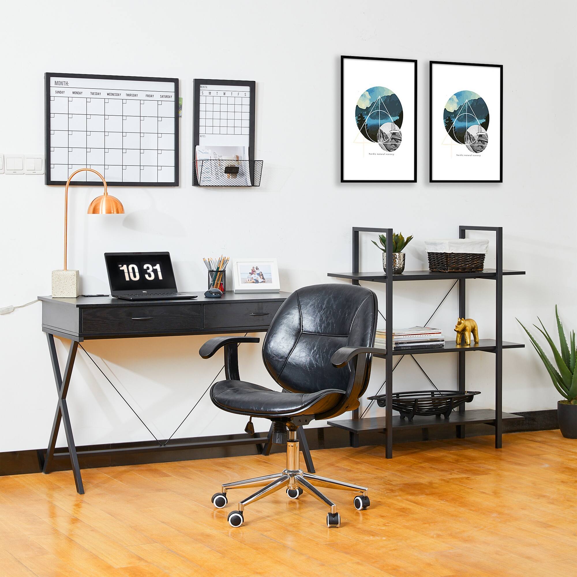 Glitzhome® 41.5" Black Modern Industry 3-Tier Bookcase