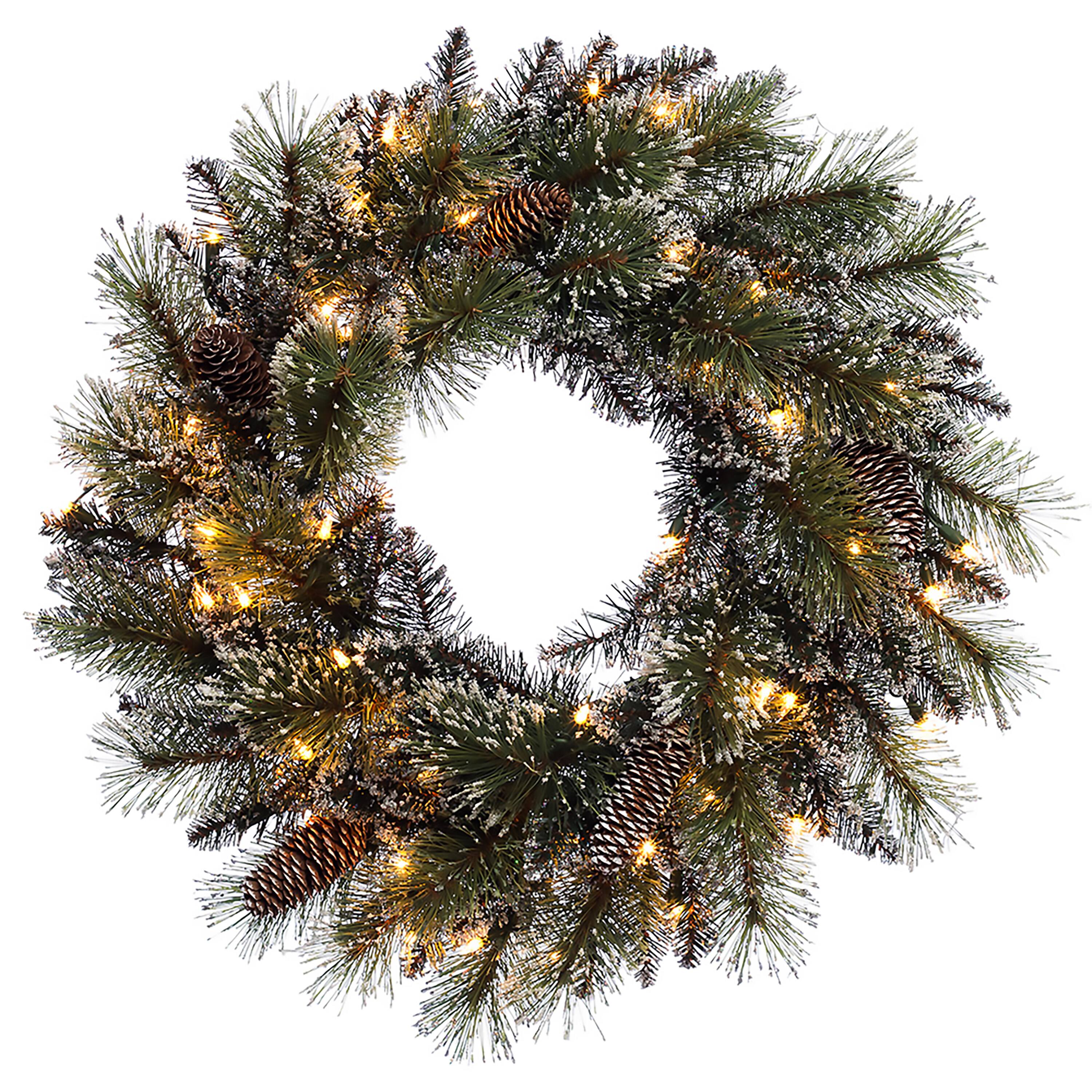 24&#x22; Pre-Lit Snowy Wreath