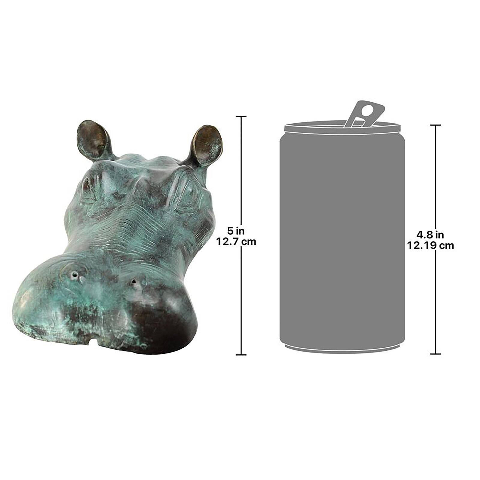 Spitting Hippo Head Solid Bronze Garden Statue