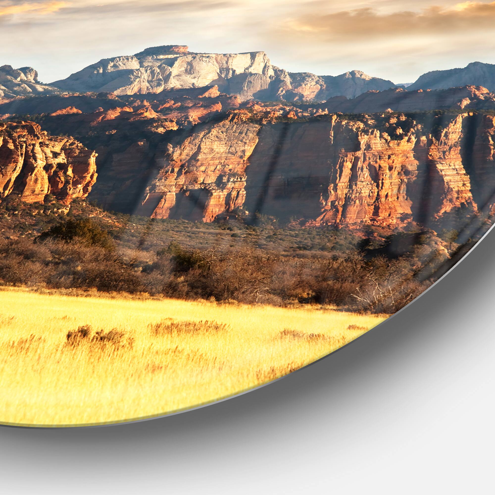 Designart - Zion National Park Utah Usa' Oversized Landscape Metal Circle Wall Art