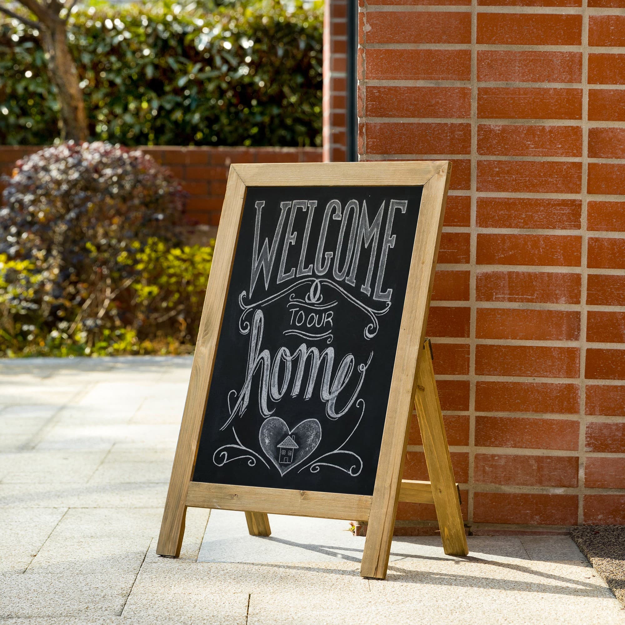Glitzhome® 30" Brown Wood Chalkboard