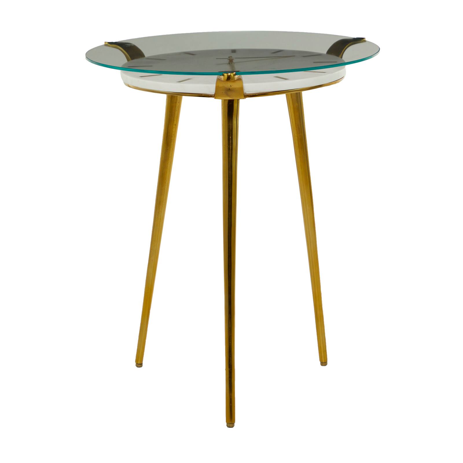 White Aluminum Glam Accent Table, 19" x 20" x 23"