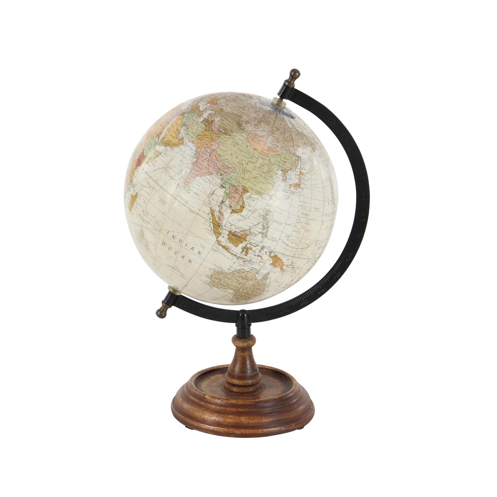 14&#x22; Brown Mango Wood Traditional Globe