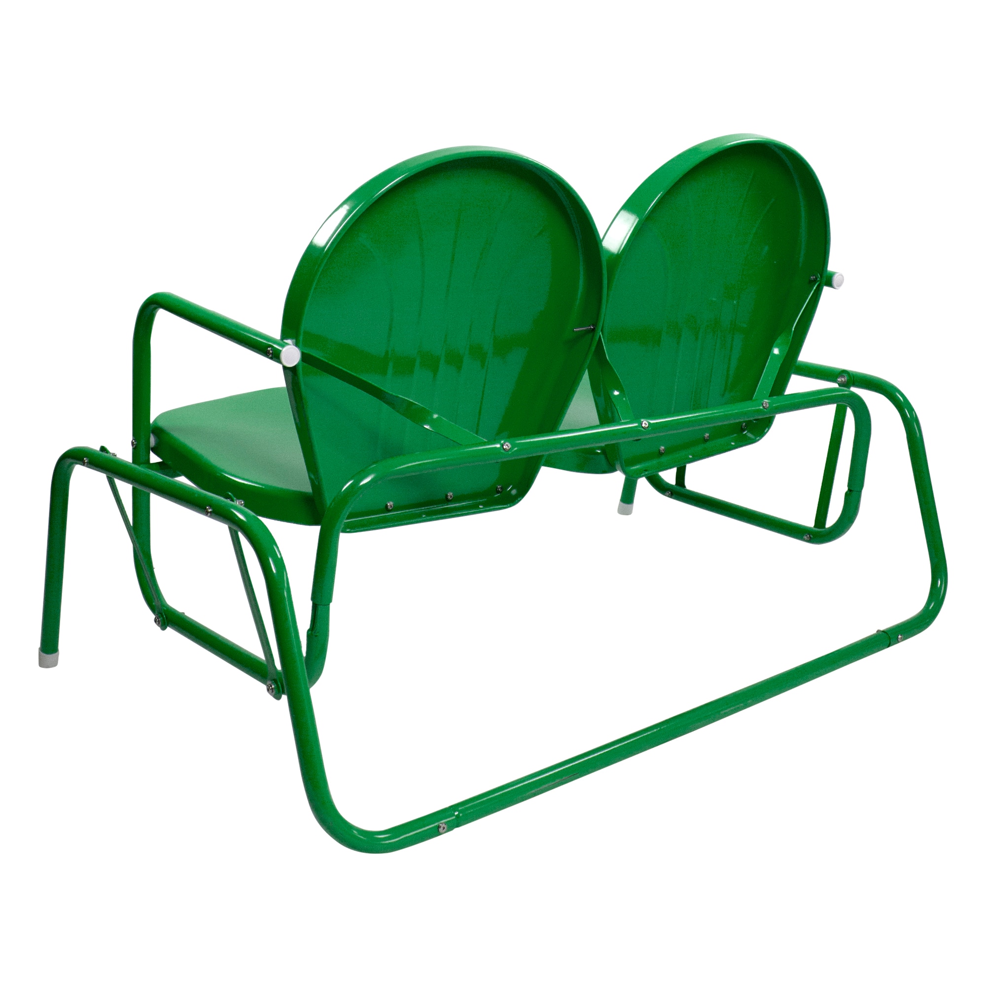 2-Person Outdoor Retro Metal Tulip Double Glider Patio Chair