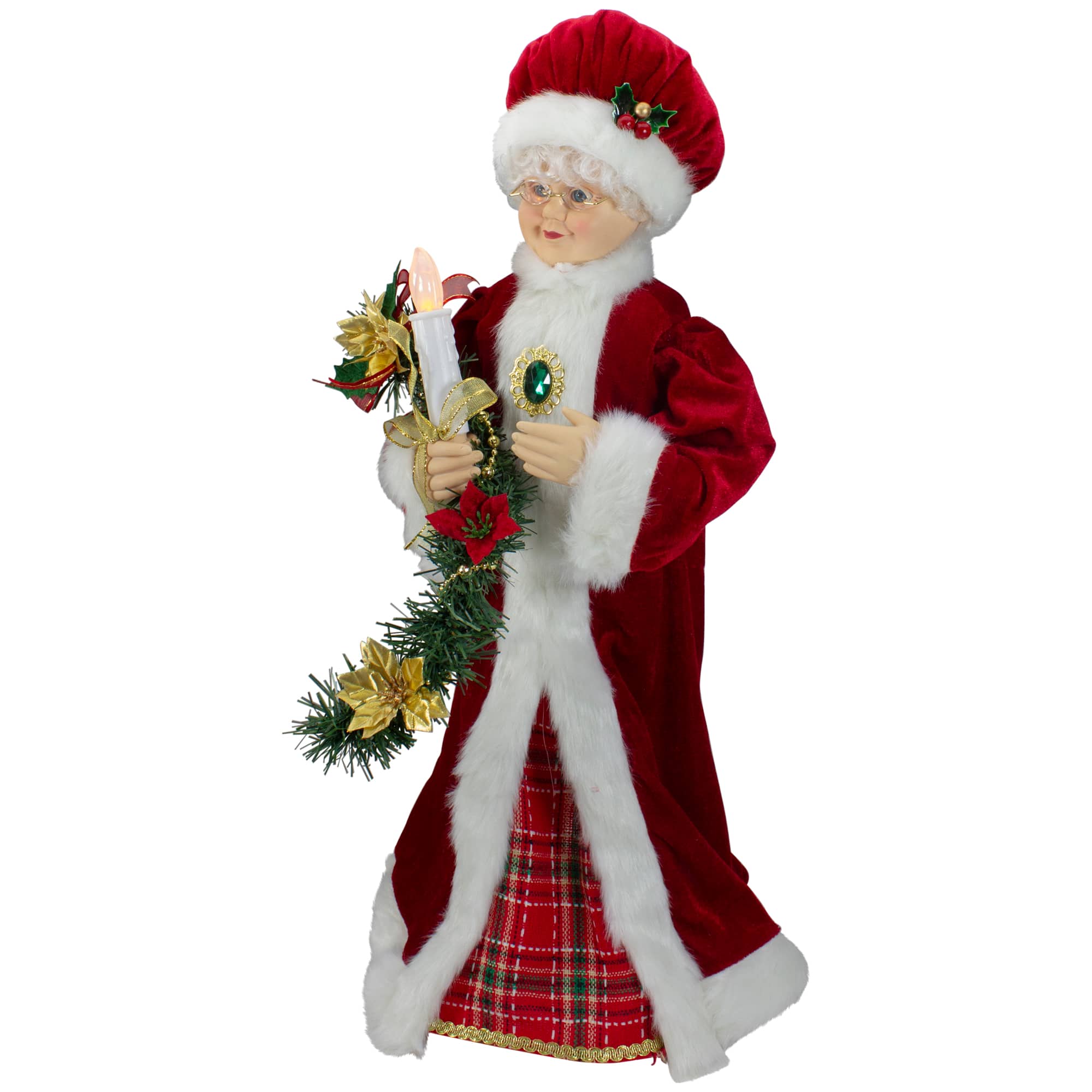 24" Animated Mrs. Claus with Lighted Candle Musical Christmas Figure