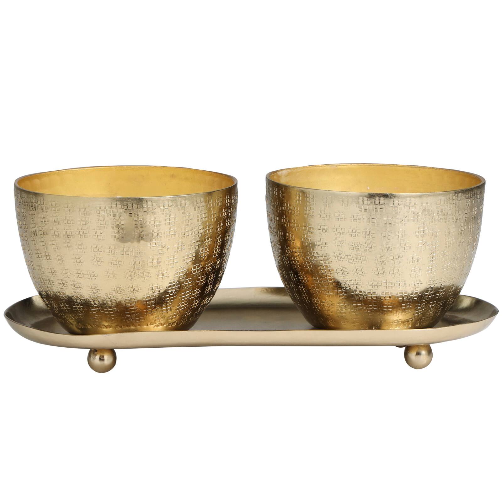 10oz. Roses in Paradise Scented Candles in Gold Bowls with Tray