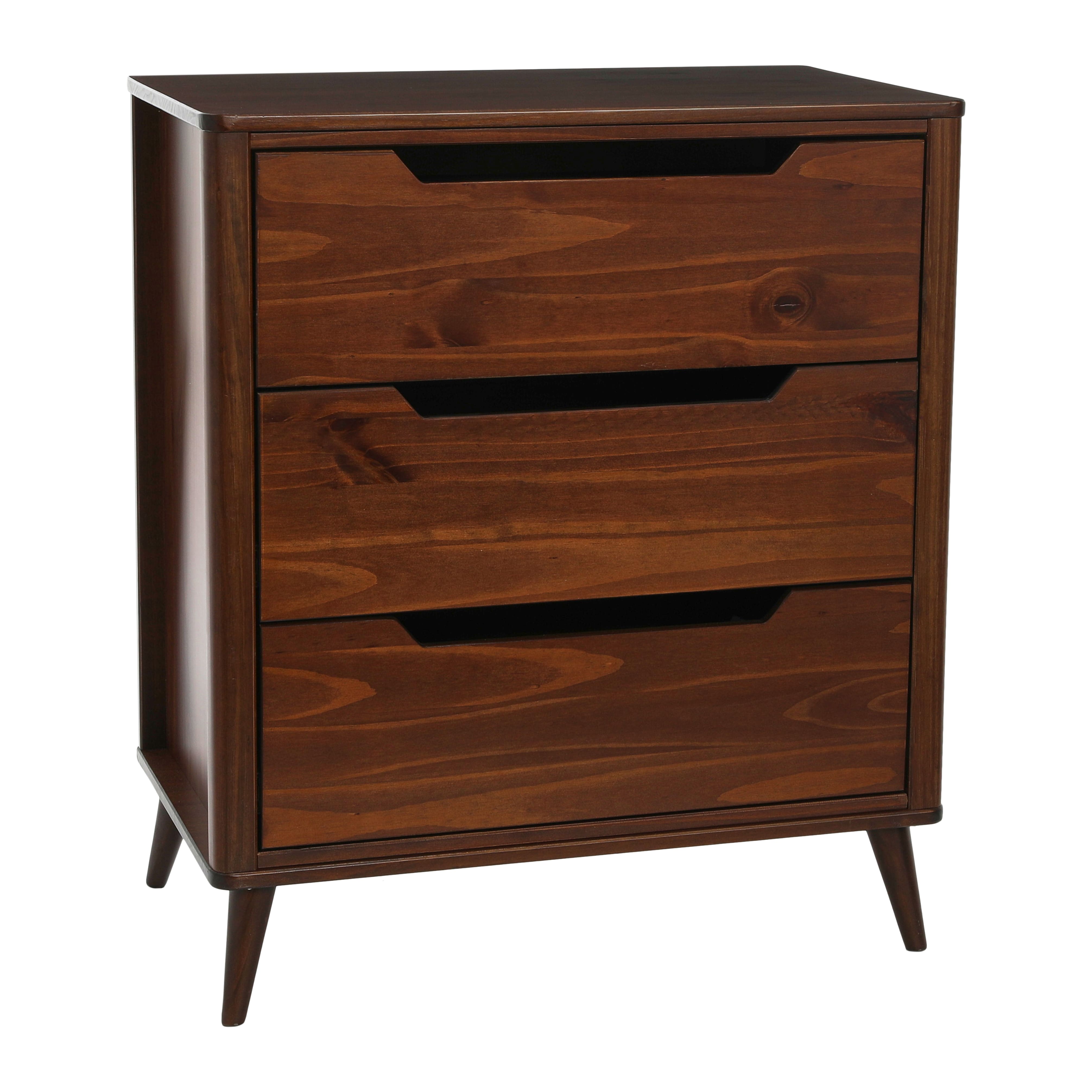 37.5" Yume Mid Century Modern Solid Wood 3-Drawer Dresser Chest