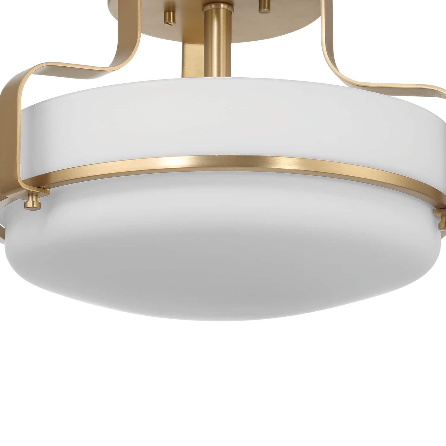 Hello Honey® Chatsworth White & Gold Etched Opal Glass & Metal Semi-Flush Mount Ceiling Light