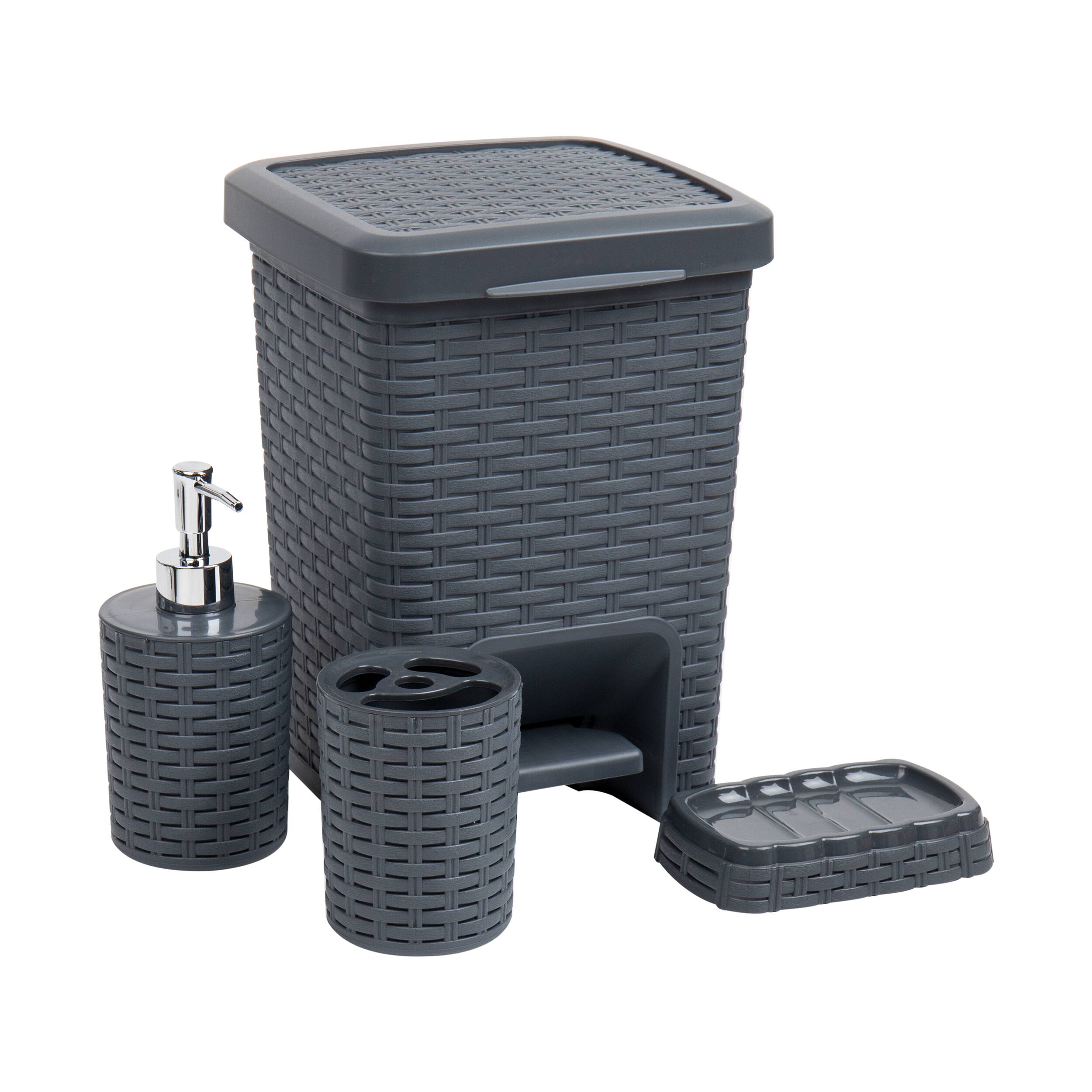 Mind Reader Wicker Style 4 Piece Bathroom Set