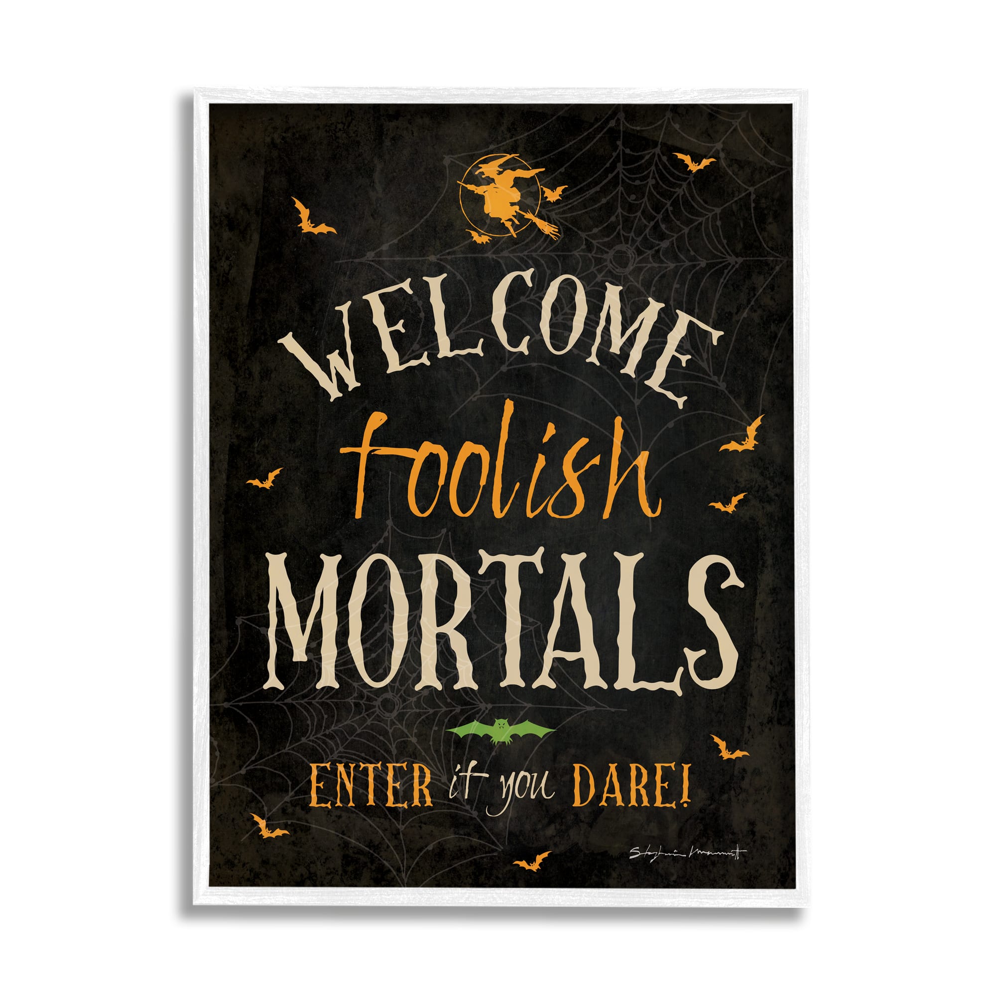Stupell Industries Welcome Foolish Mortals Phrase Framed Giclee Art