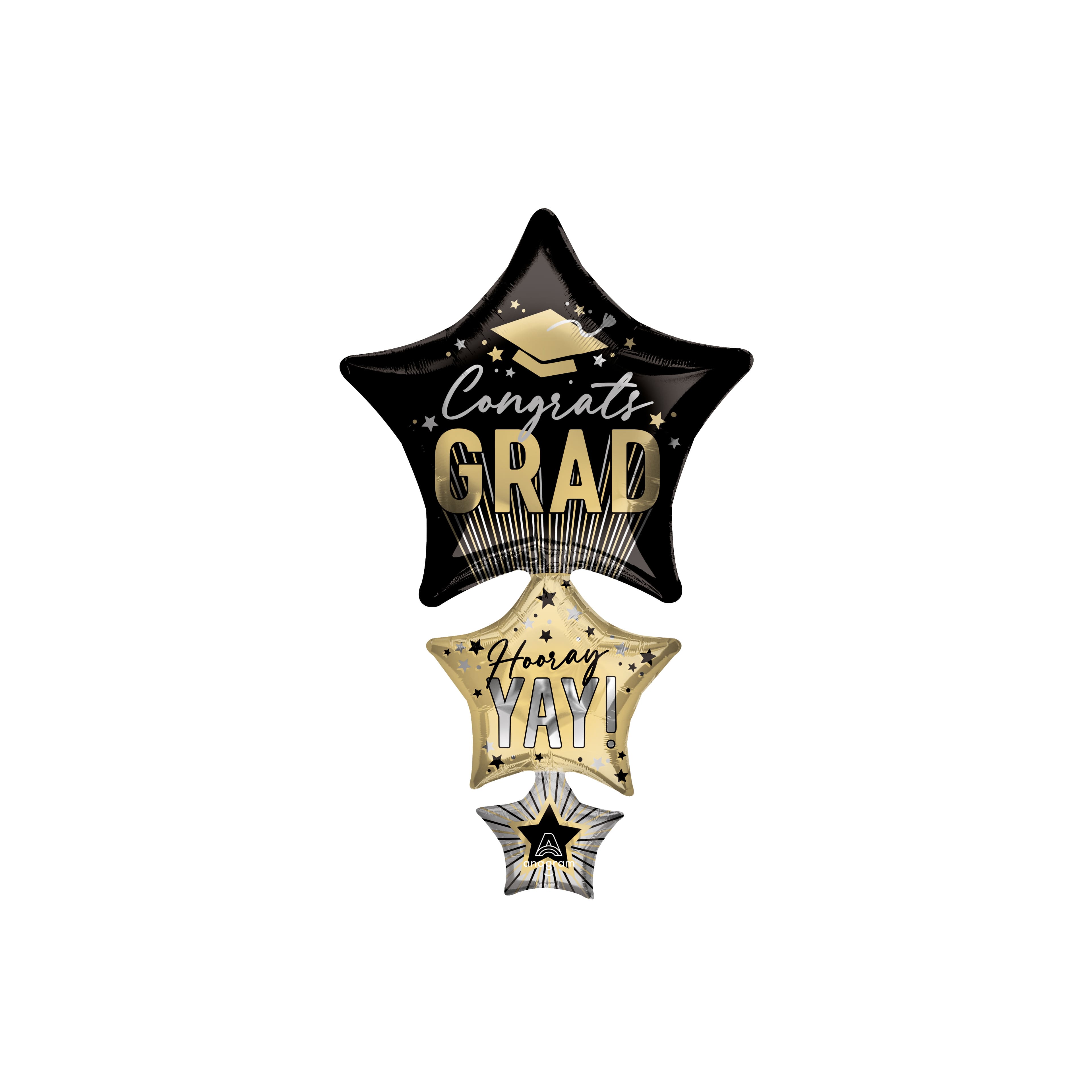 FOIL 42" SS STRIPES GRAD STARS