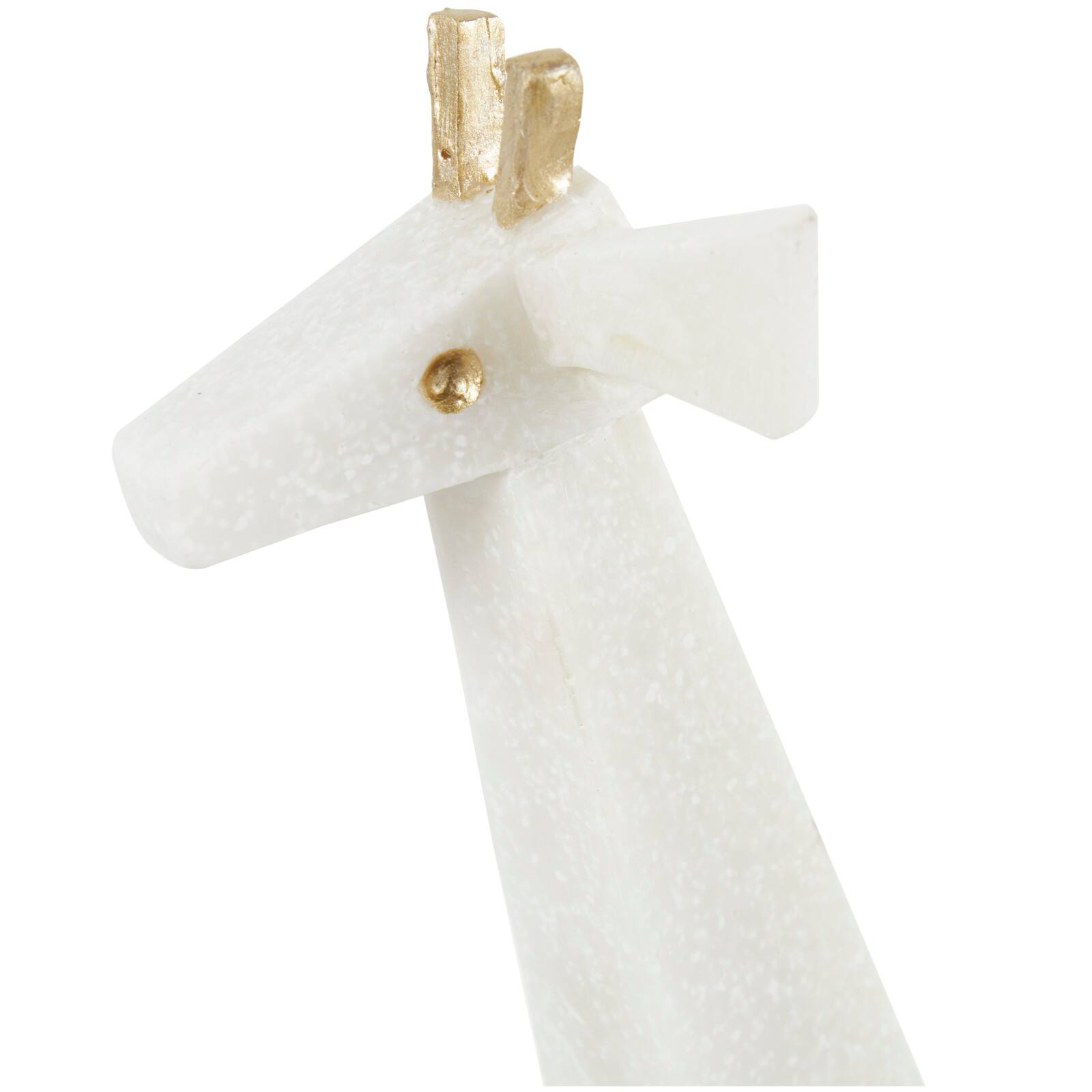 White Polystone Elephant &#x26; Giraffe Cubist Inspired Sculpture Set