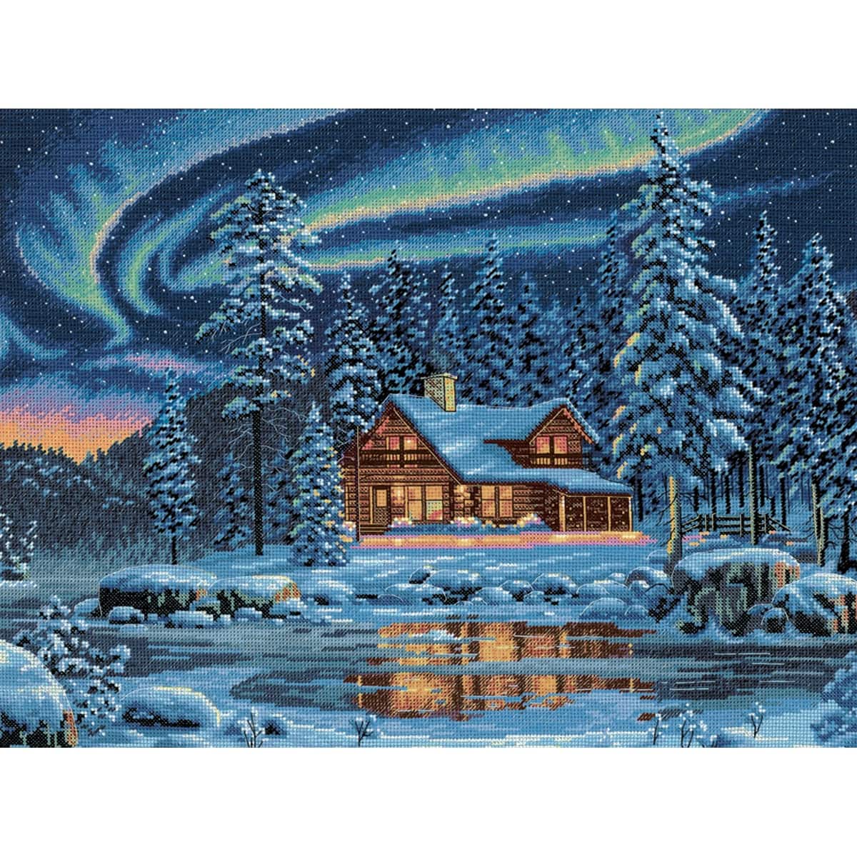 Dimensions&#xAE; Gold Collection Aurora Cabin Counted Cross Stitch Kit