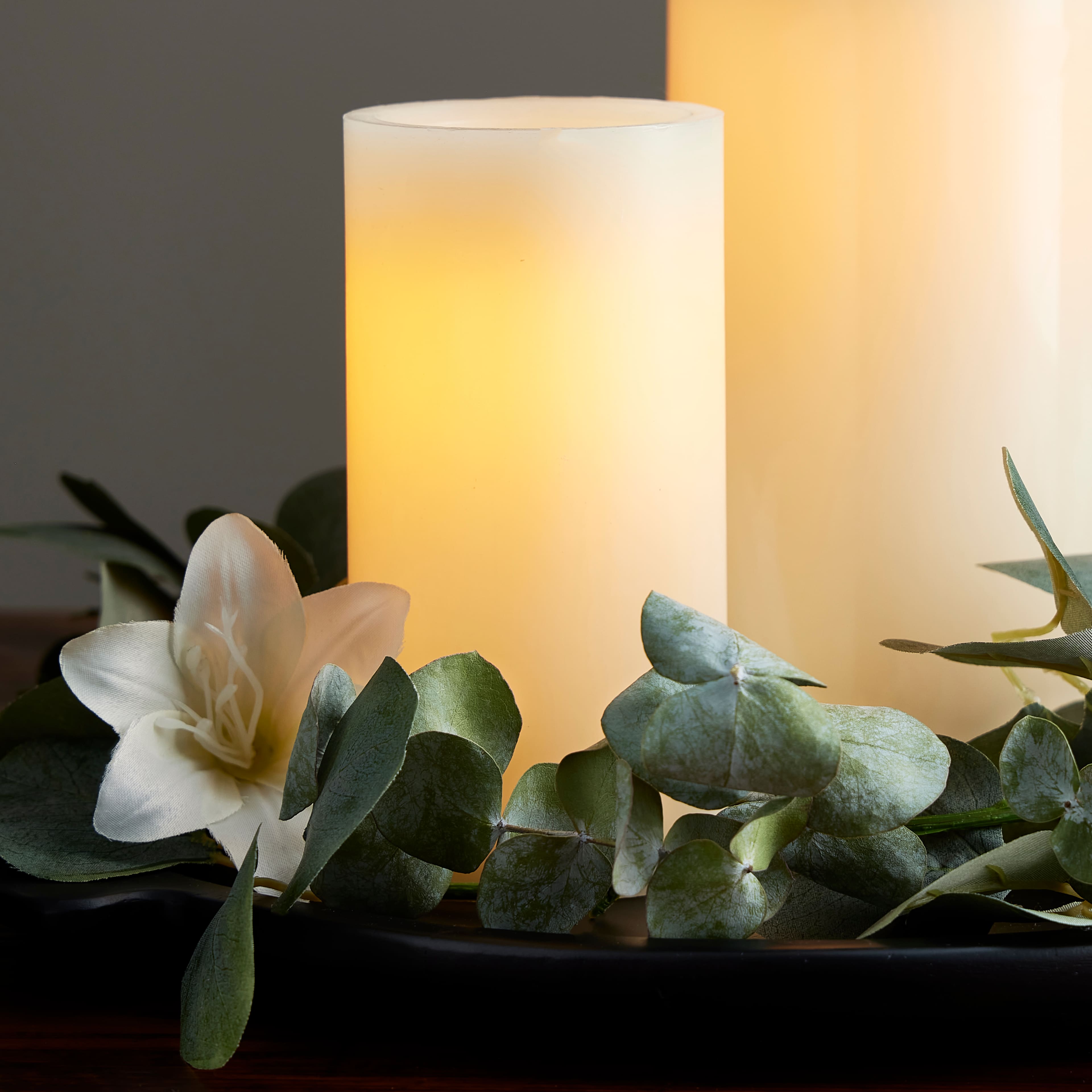 Unbreakable Glass Battery Operated Plexiglass LED Pillar Radiance Candles with Remote Control and Timer 5plots 3” x 6” White Flickering Flameless Candles