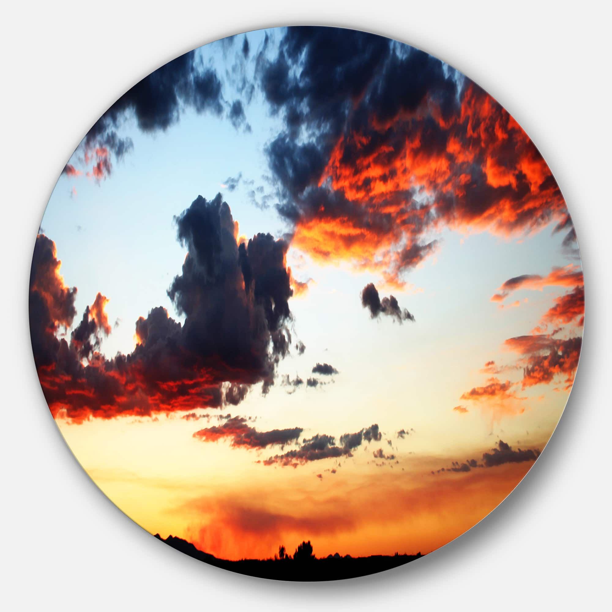 Designart - Blazing Sky with Clouds Panorama&#x27; Extra Large Seascape Metal Wall Decor