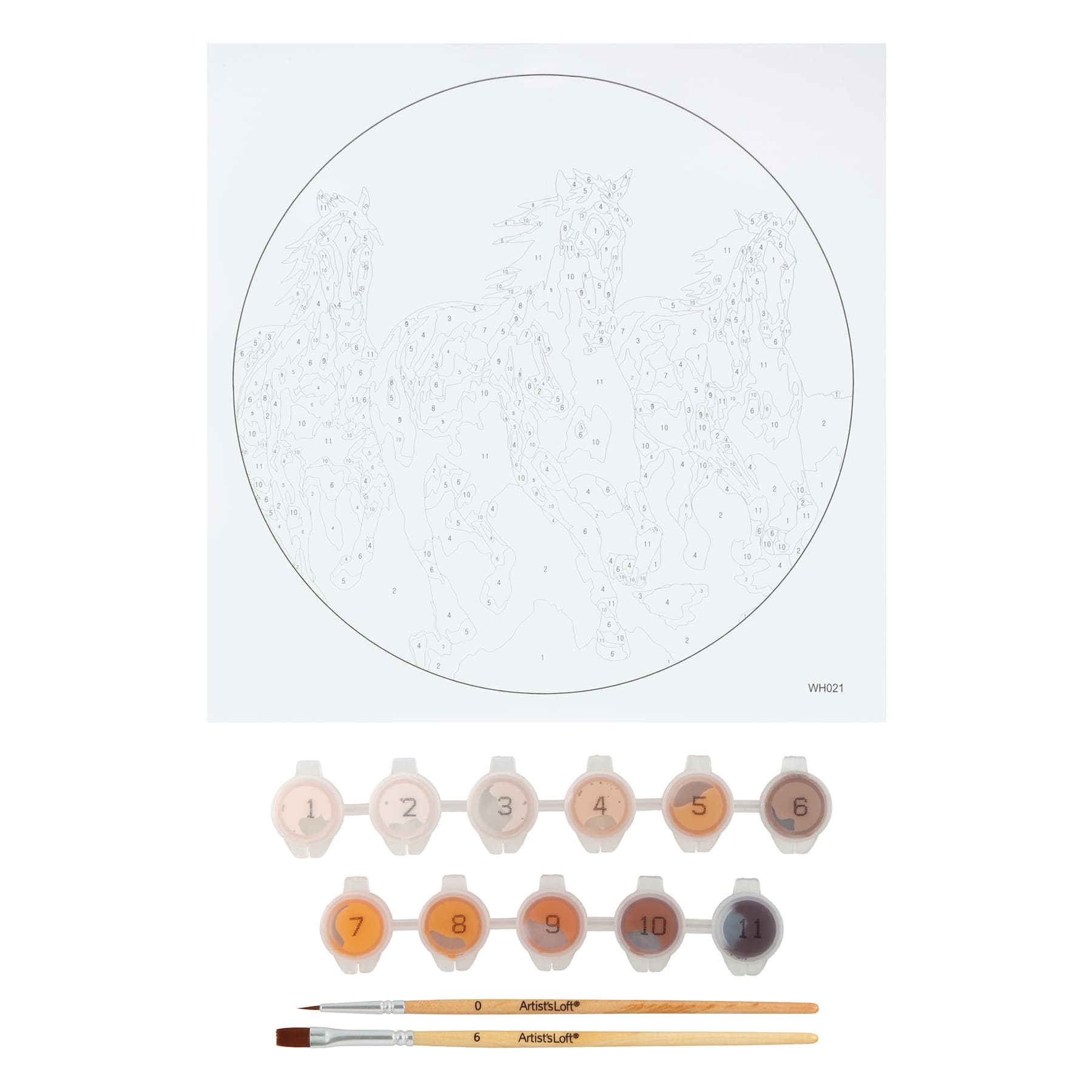 Trousse pour peinture par numéros sur surface en contreplaqué à thème de chevaux d’Artist’s Loft