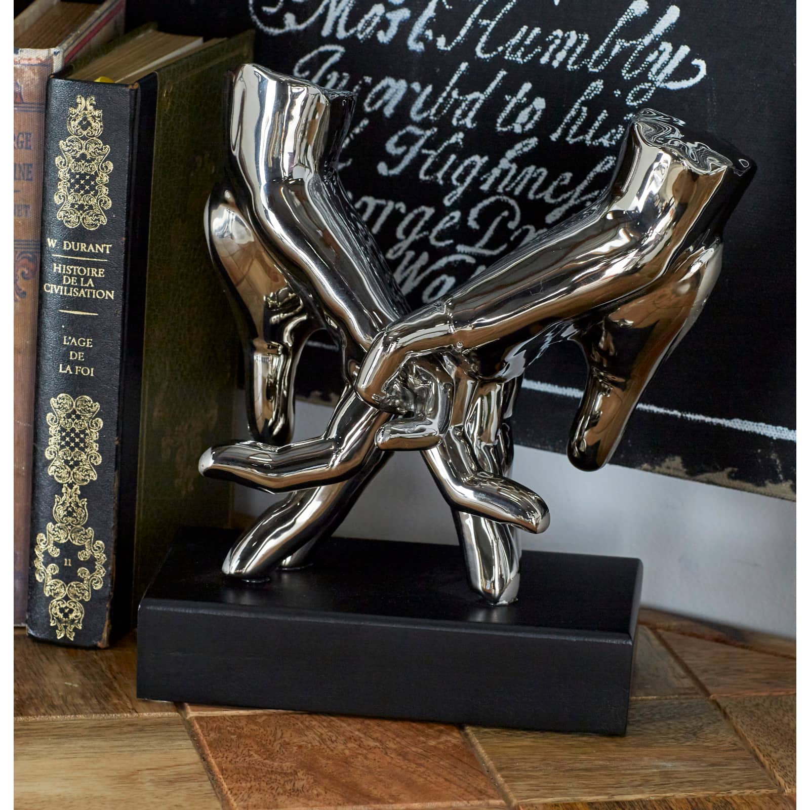 8" Silver Porcelain Hands Sculpture