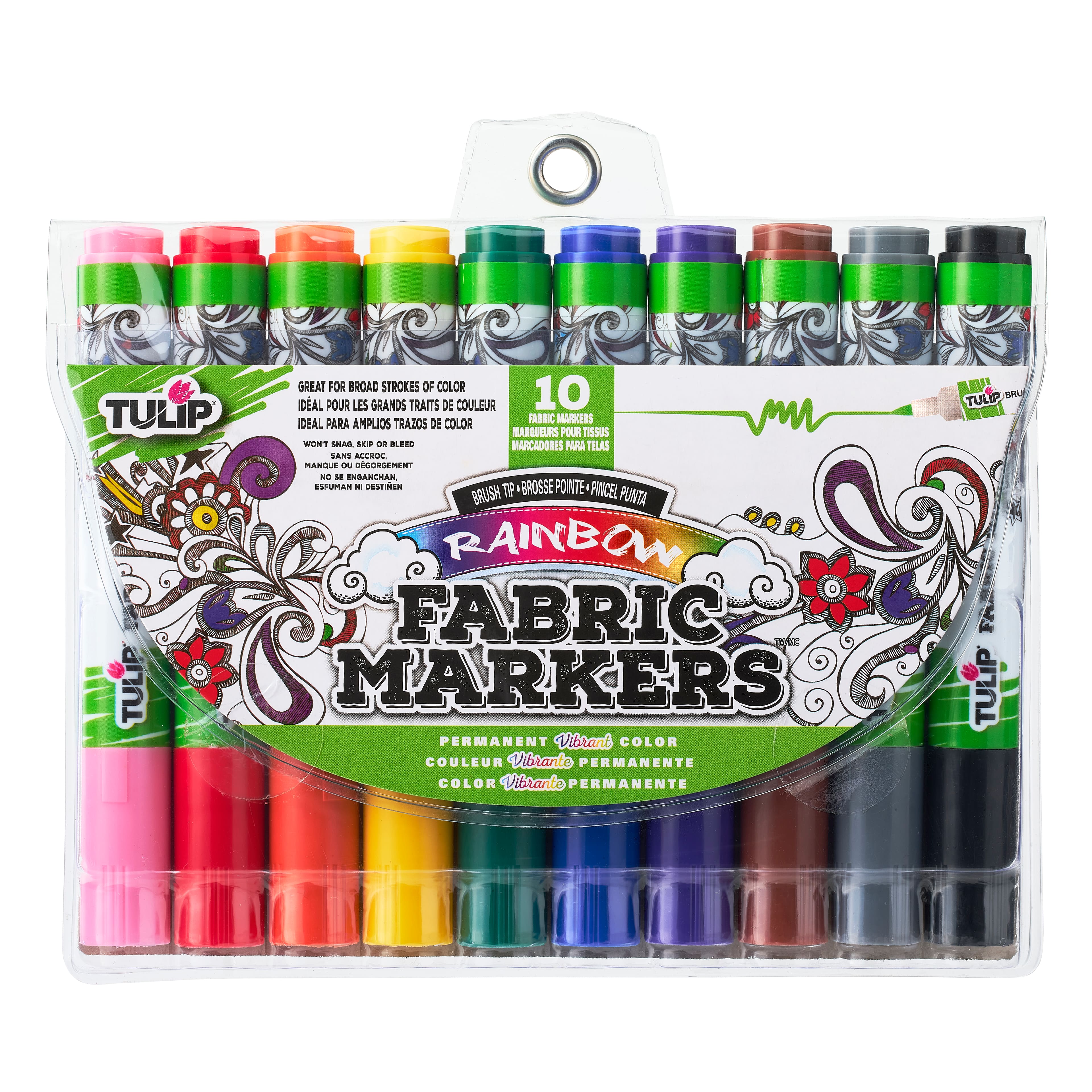 12 Packs: 10 ct. (120 total) Tulip&#xAE; Fabric Markers&#xAE;, Brush Tip 