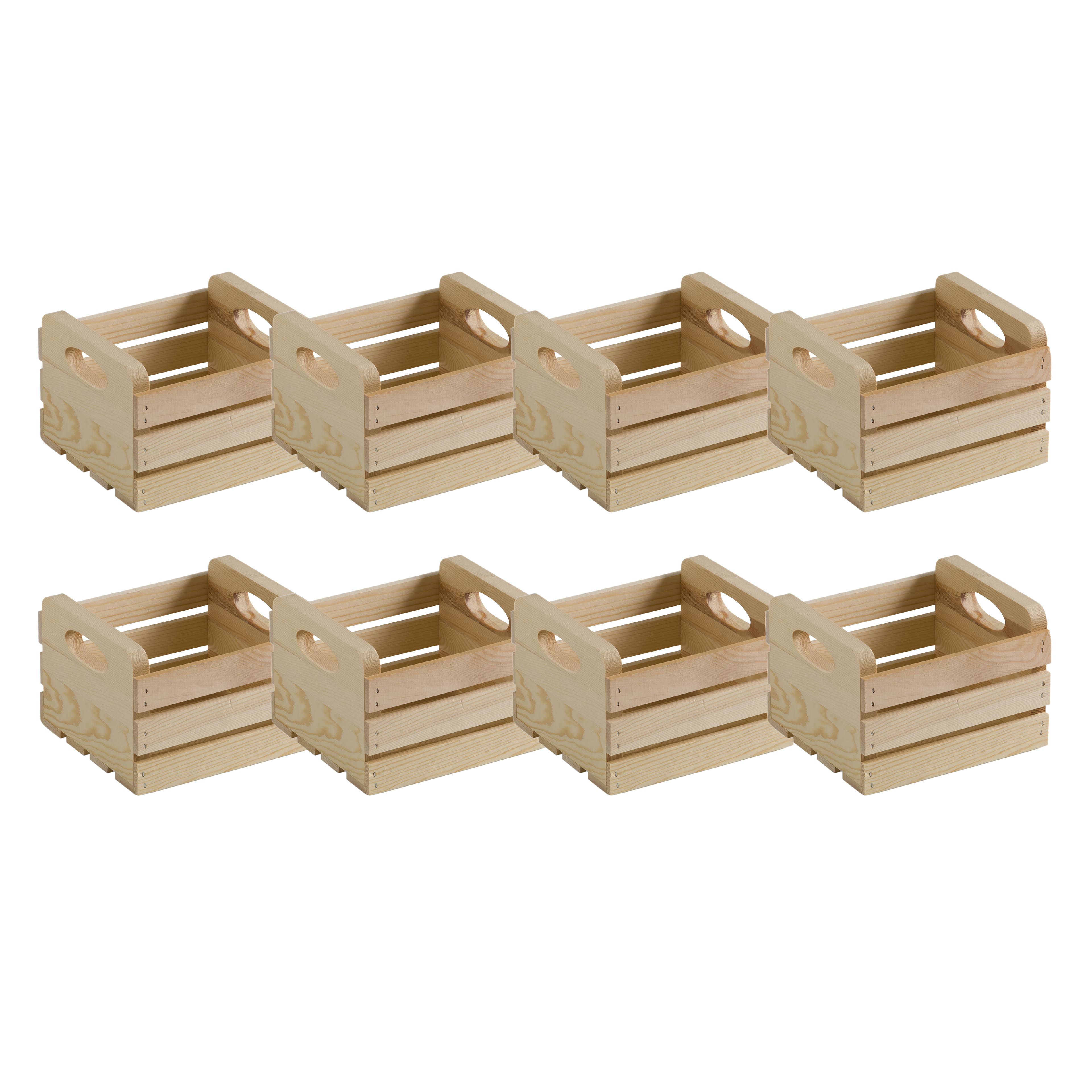 8 Pack: 8" Wood Crate with Cutout Handles by Make Market®
