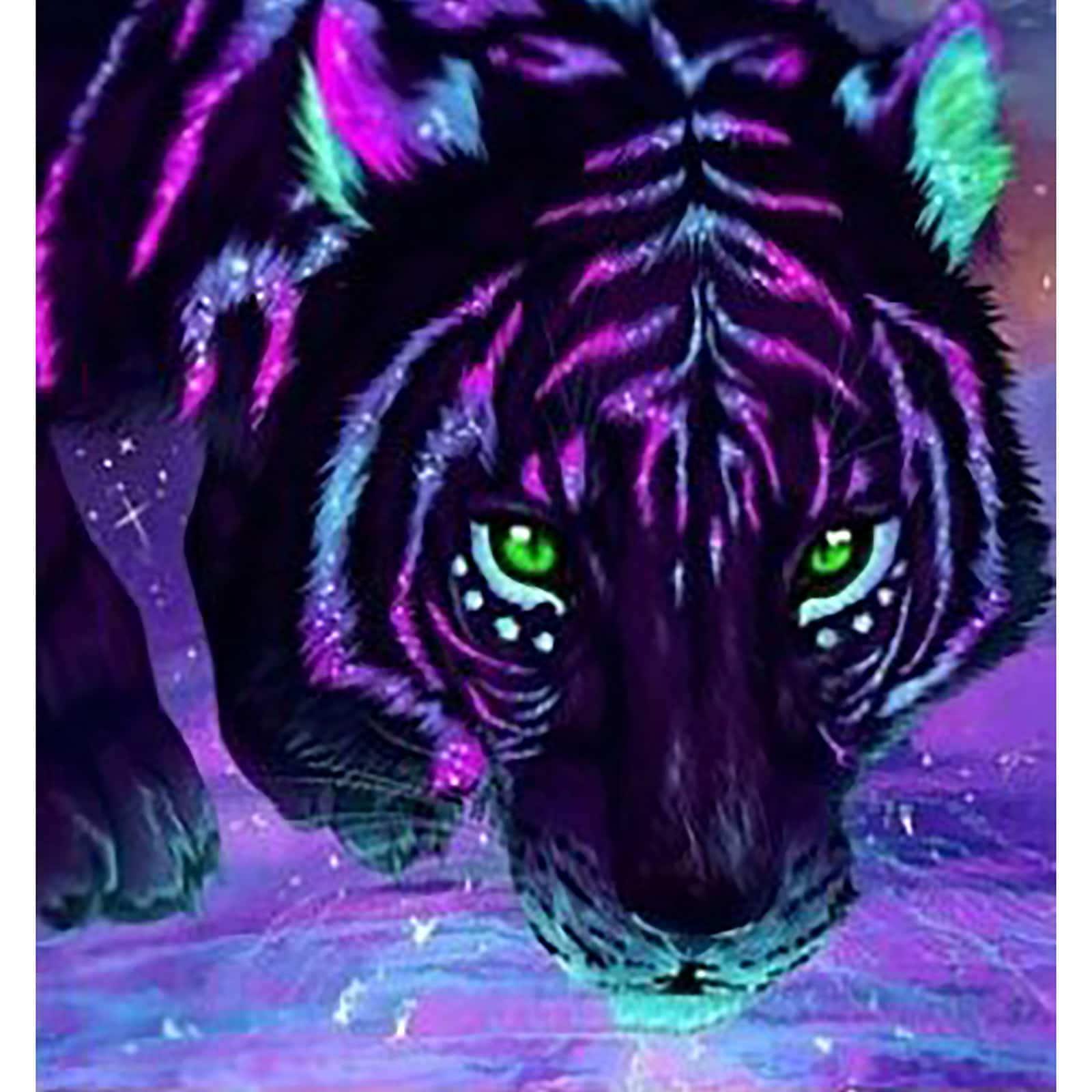 Sparkly Selections Black Light Tiger Diamond Painting Kit, Round Diamonds