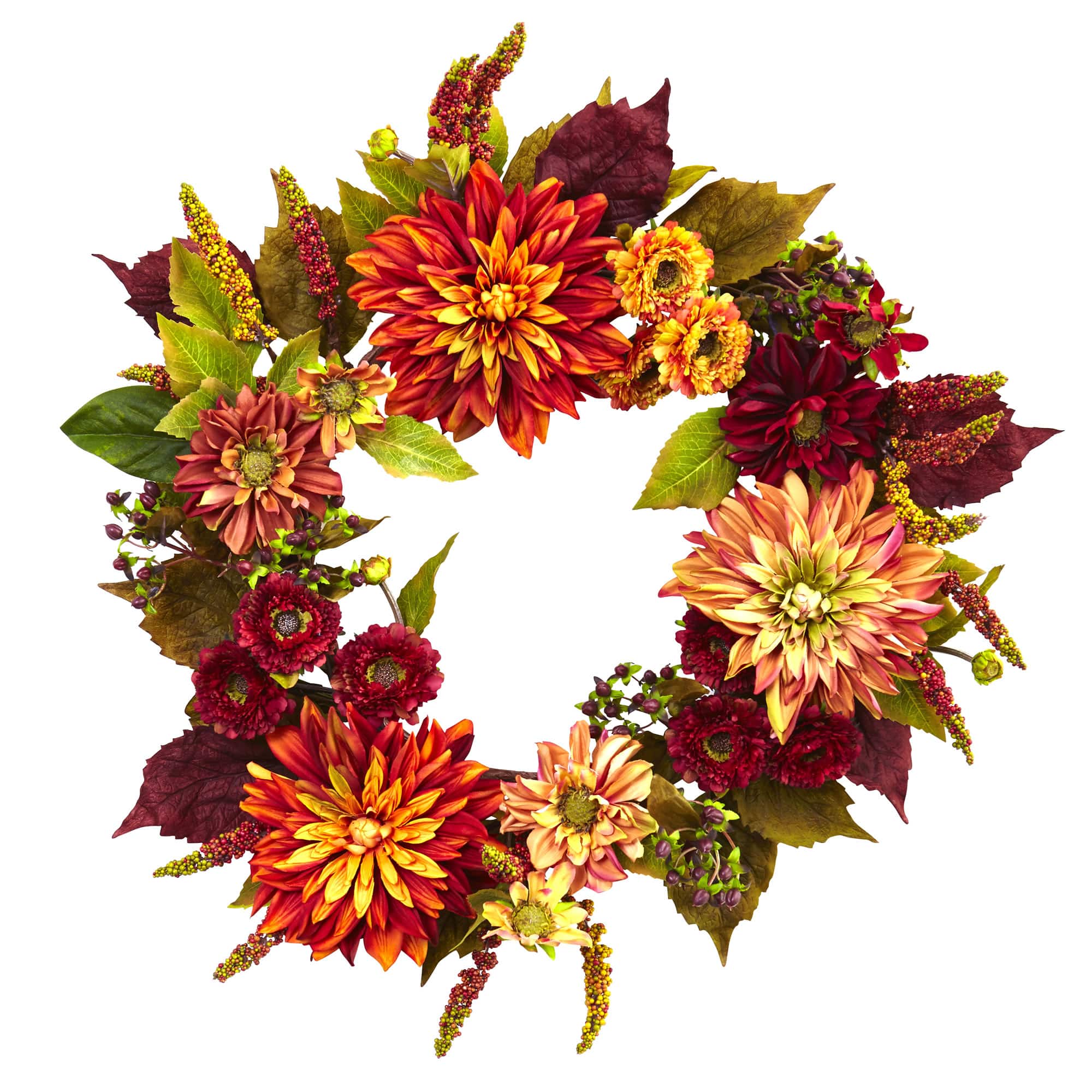 22&#x22; Fall Dahlia &#x26; Mum Wreath