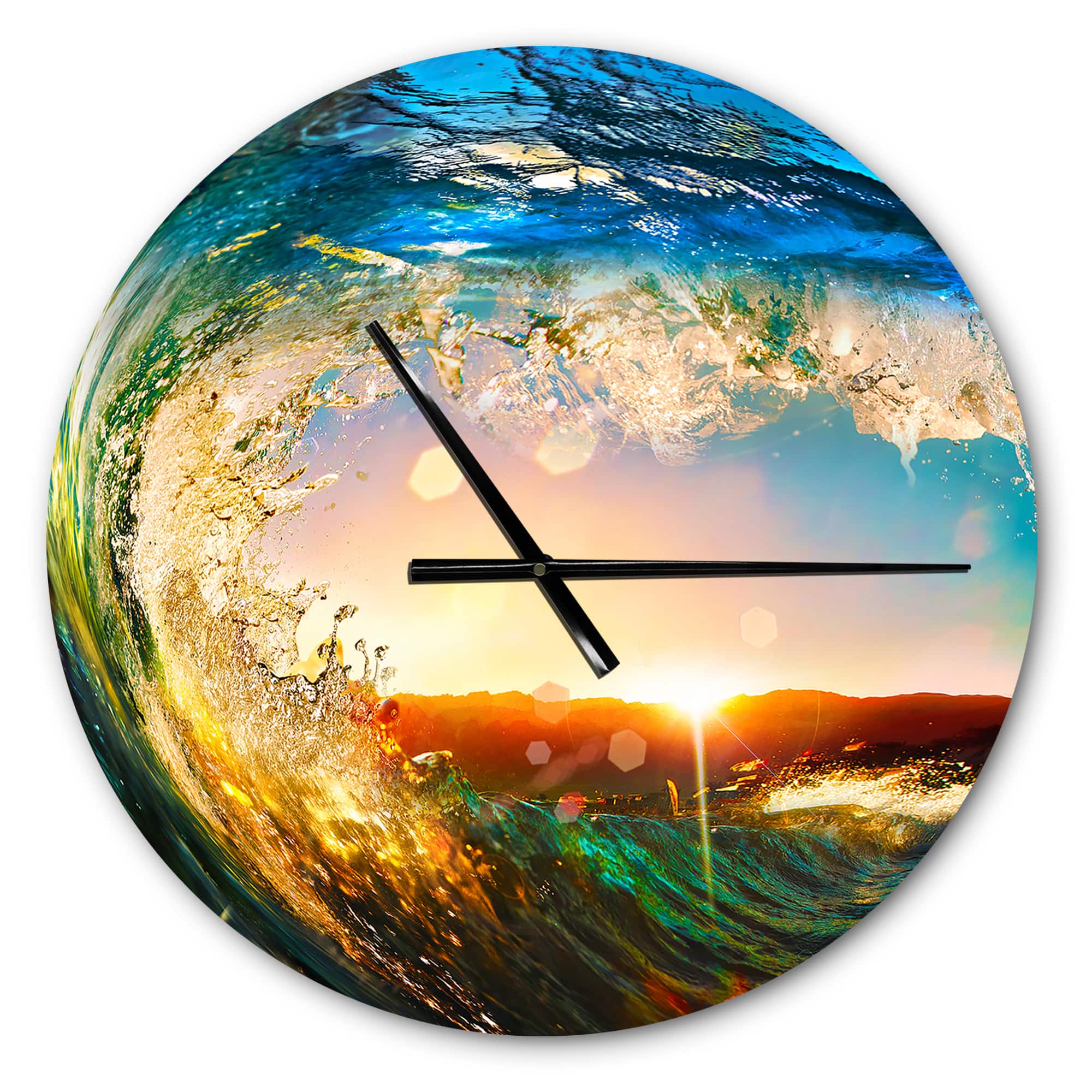 Designart 'Colored Ocean Waves Falling Down Modern Wall Clock