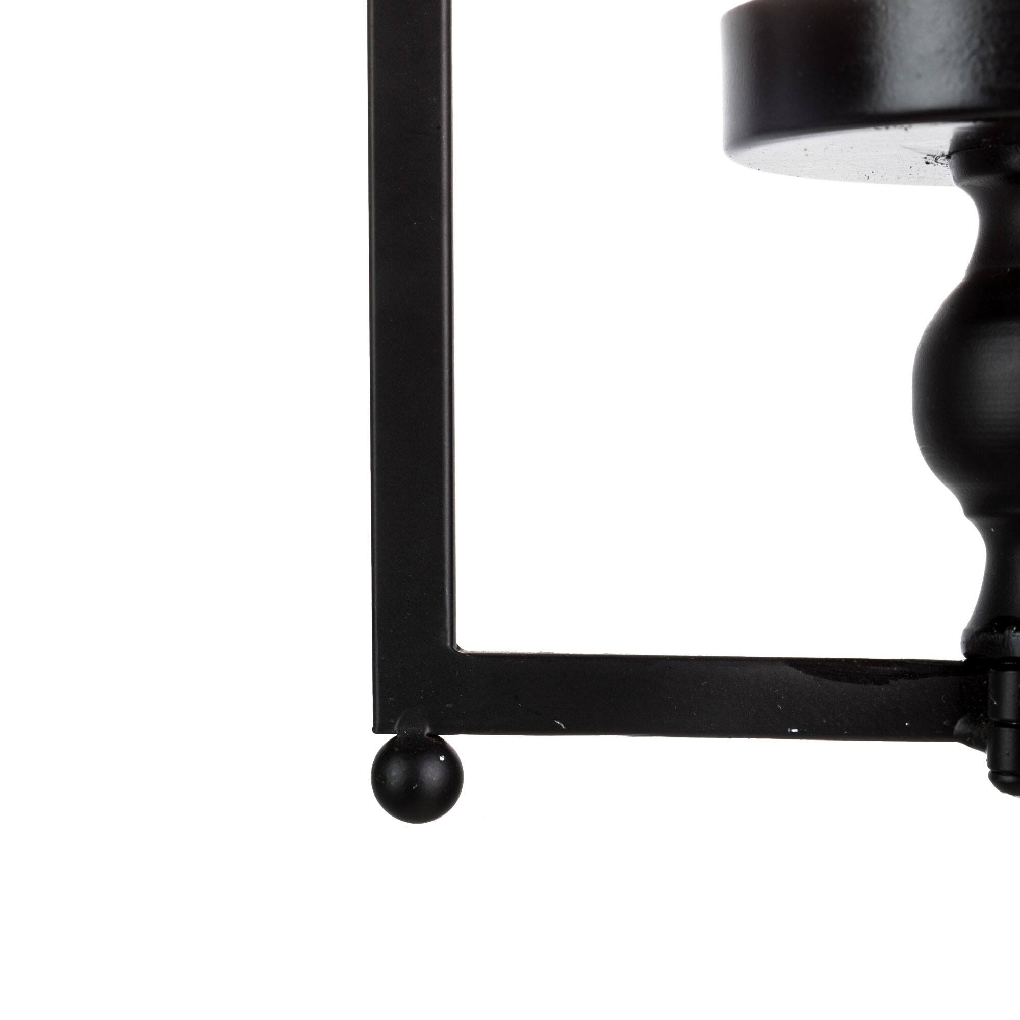 22" Modern Farmhouse Black Metal Candle Lantern Set