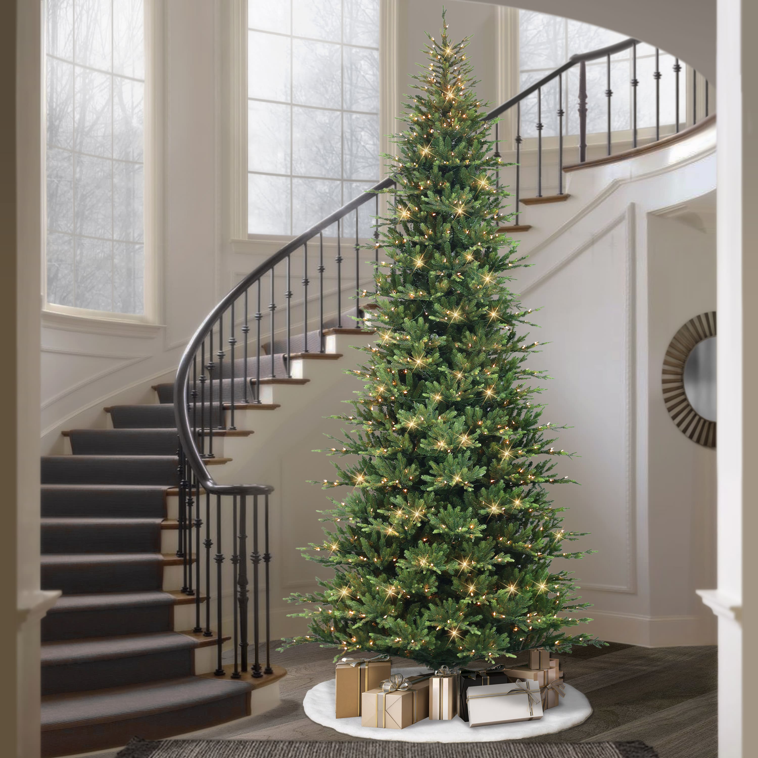 12ft. Pre-Lit Slim Balsam Artificial Fir Tree, Clear Lights