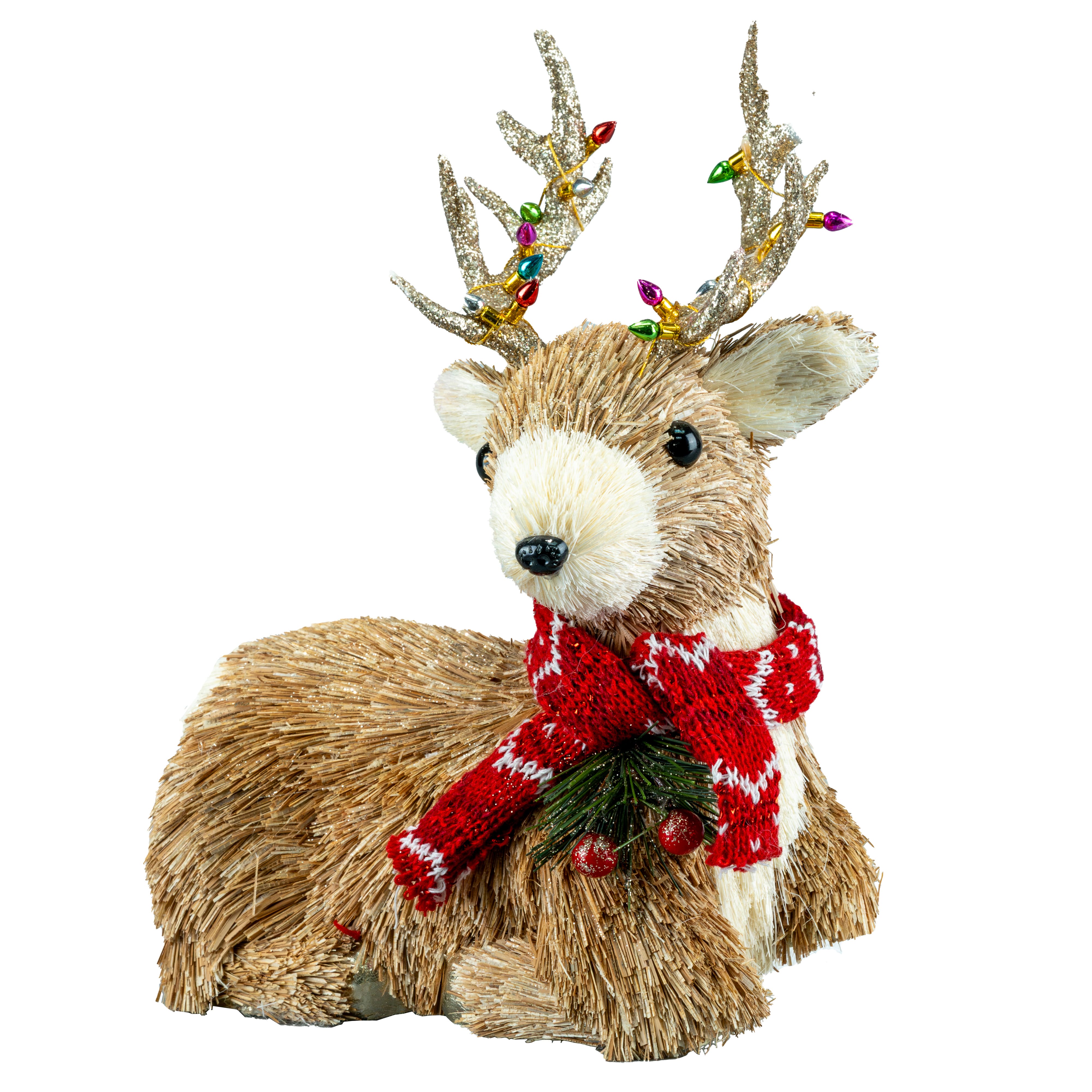 9&#x22; Deer with Scarf and Lights Natural D&#xE9;cor by Ashland&#xAE;