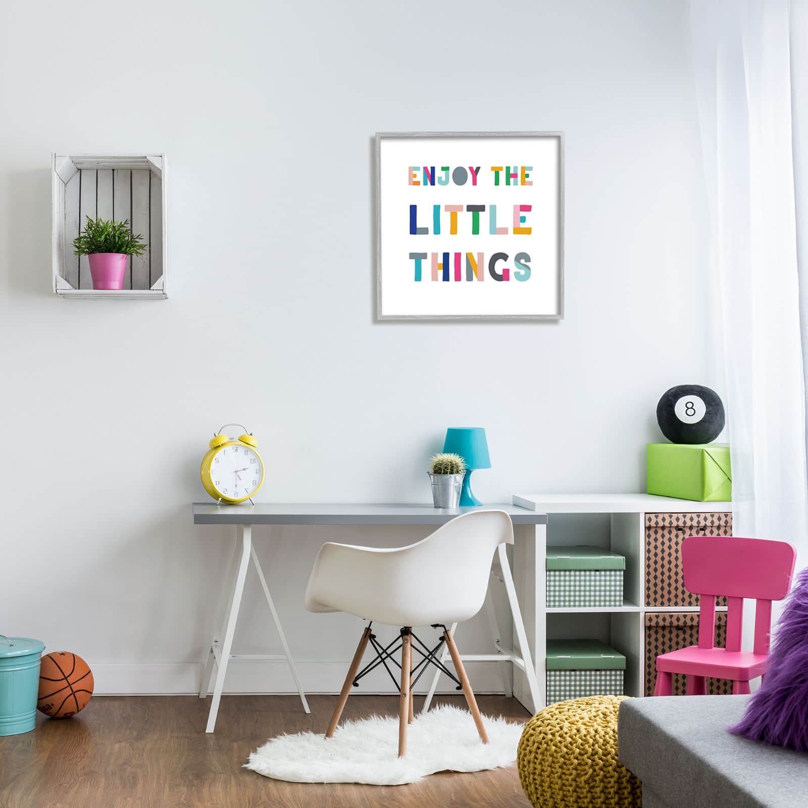 Stupell Industries Enjoy Little Things Kids&#x27; Motivational Phrase Block Typography Framed Wall Art