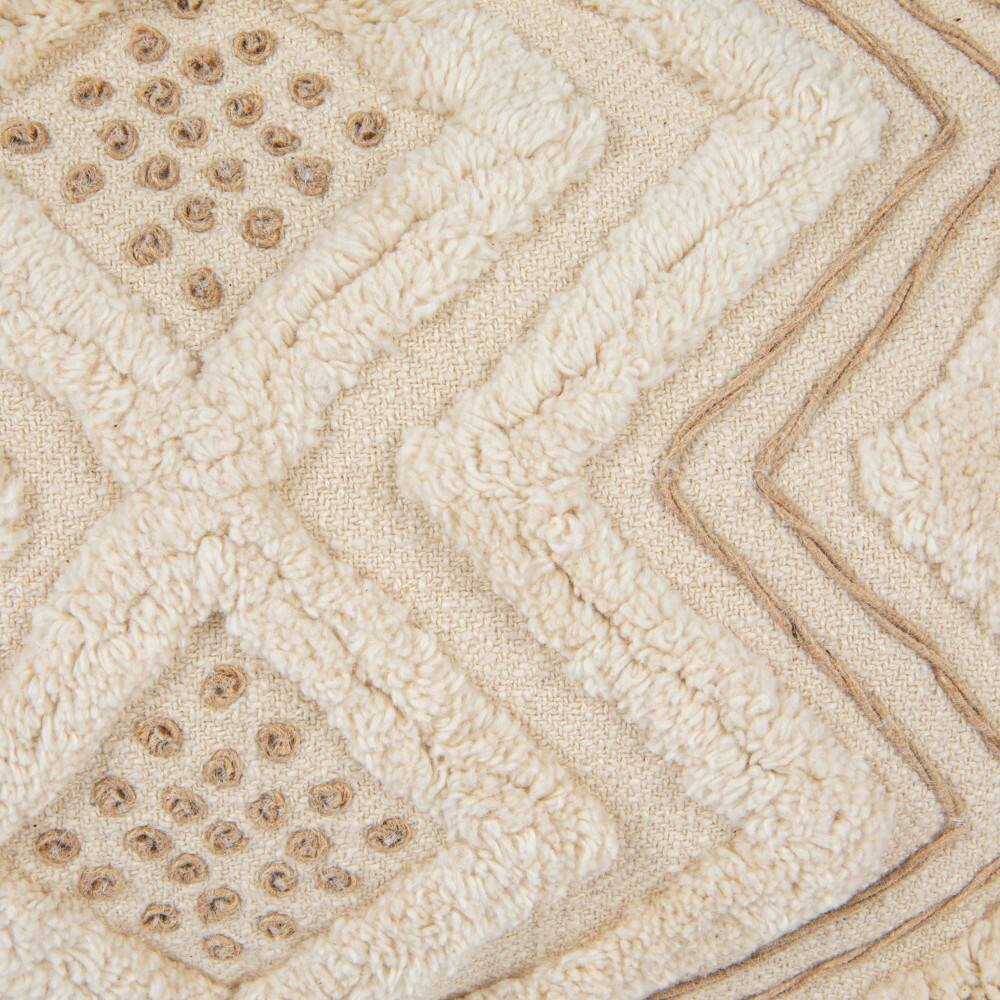 Hello Honey® Natural Boho Cotton Slub Lumbar Pillow with Embroidery & Tufting