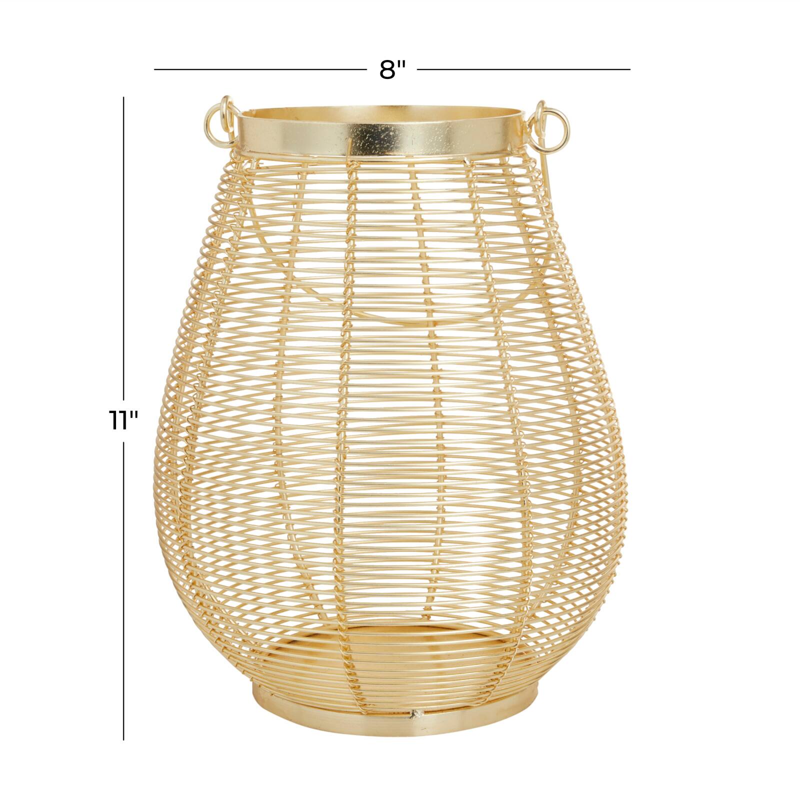 Gold Iron Glam Lantern, 11&#x22; x 8&#x22; x 8&#x22;