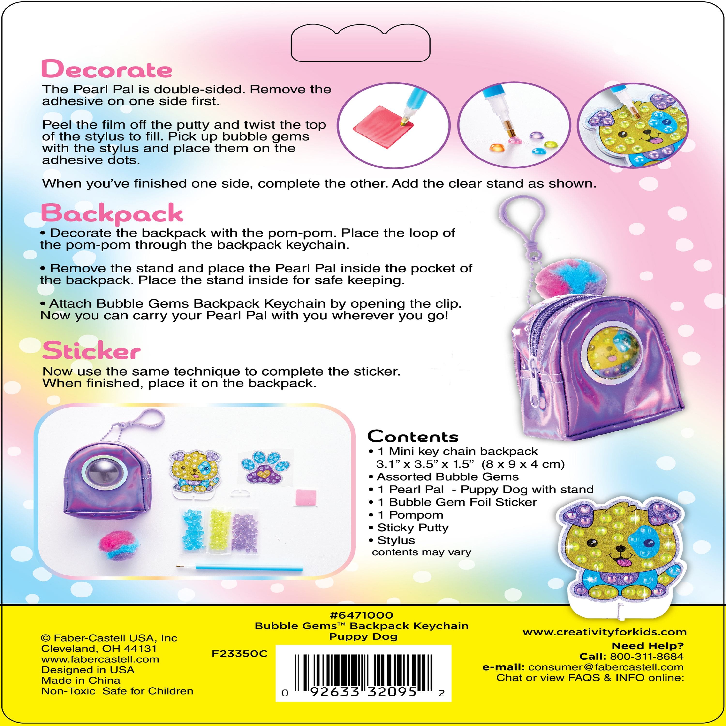 Creativity for Kids&#xAE; Bubble Gems&#x2122; Puppy Dog Backpack Keychain Kit