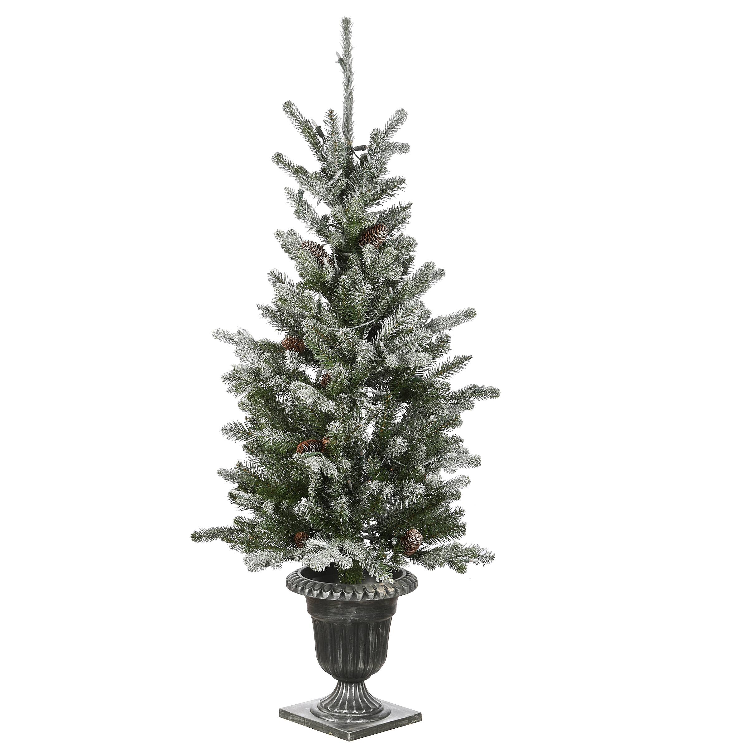 4ft. Pre-Lit Snowy Morgan Spruce Entrance Artificial Christmas Tree, Clear Lights