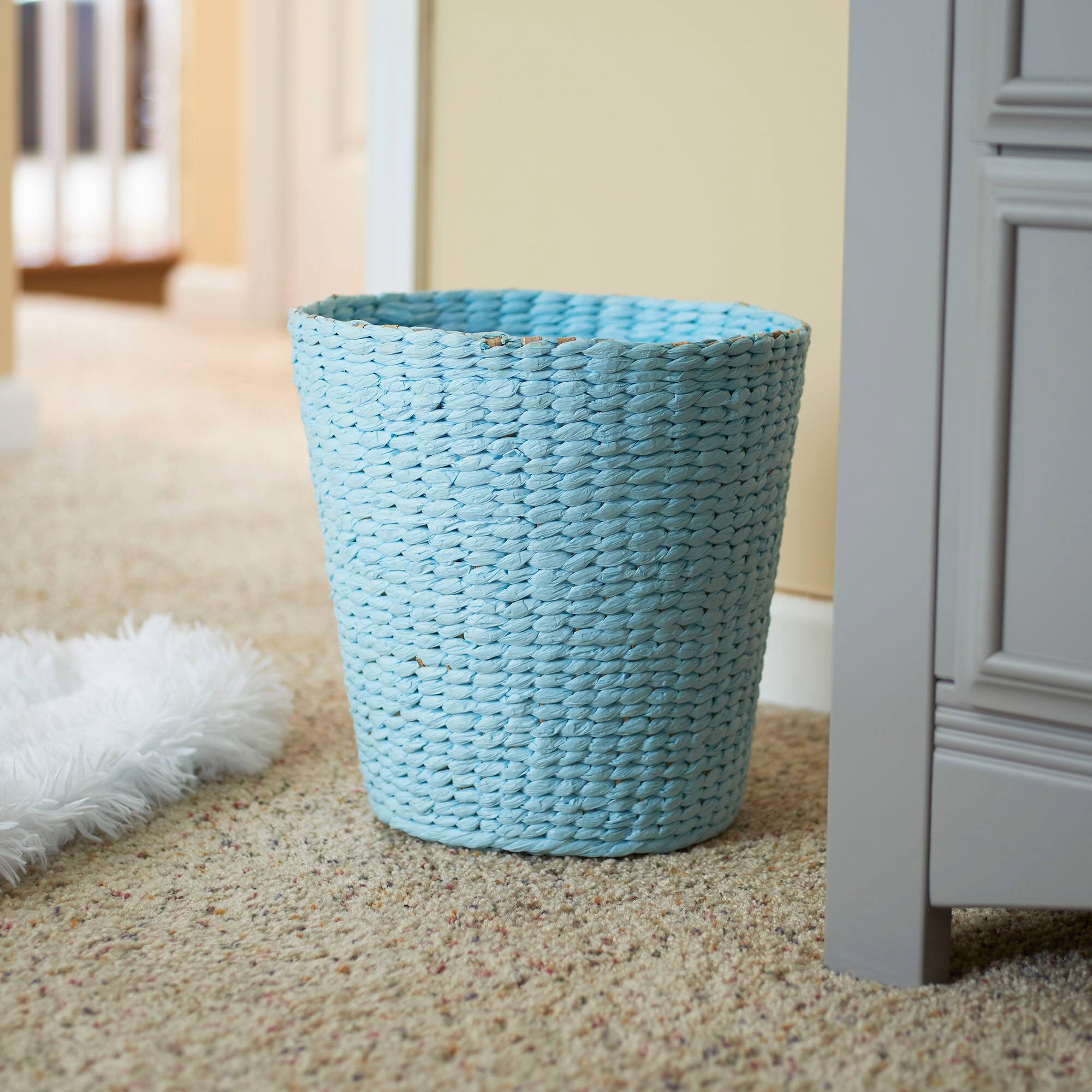 Household Essentials Blue Woven Waste Paper Rope Basket