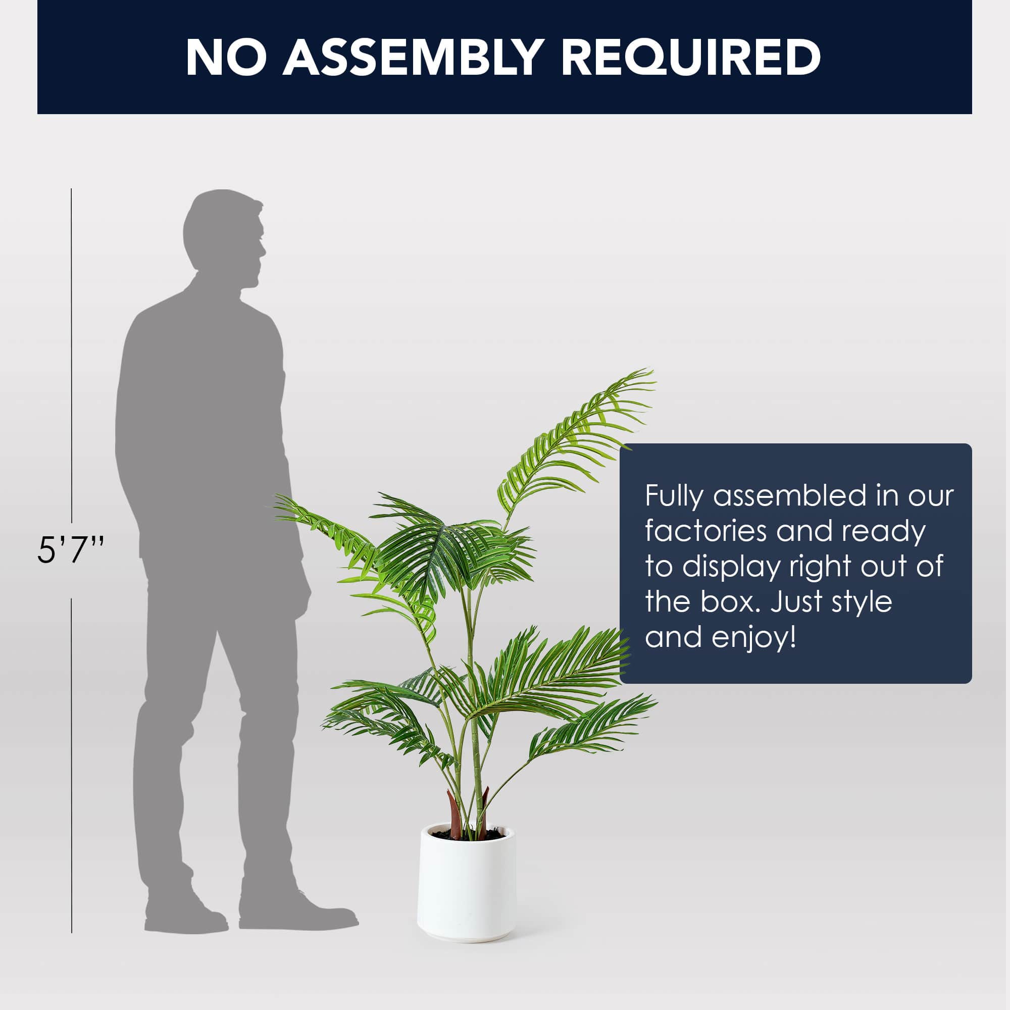 American Art Decor 4ft. Realistic Artificial Palm Tree in White Pot