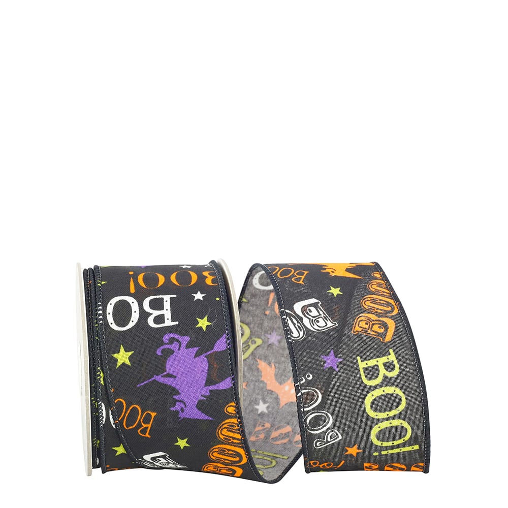 The Ribbon Roll 2.5" x 10yd. Wired Boo Bats Halloween Ribbon