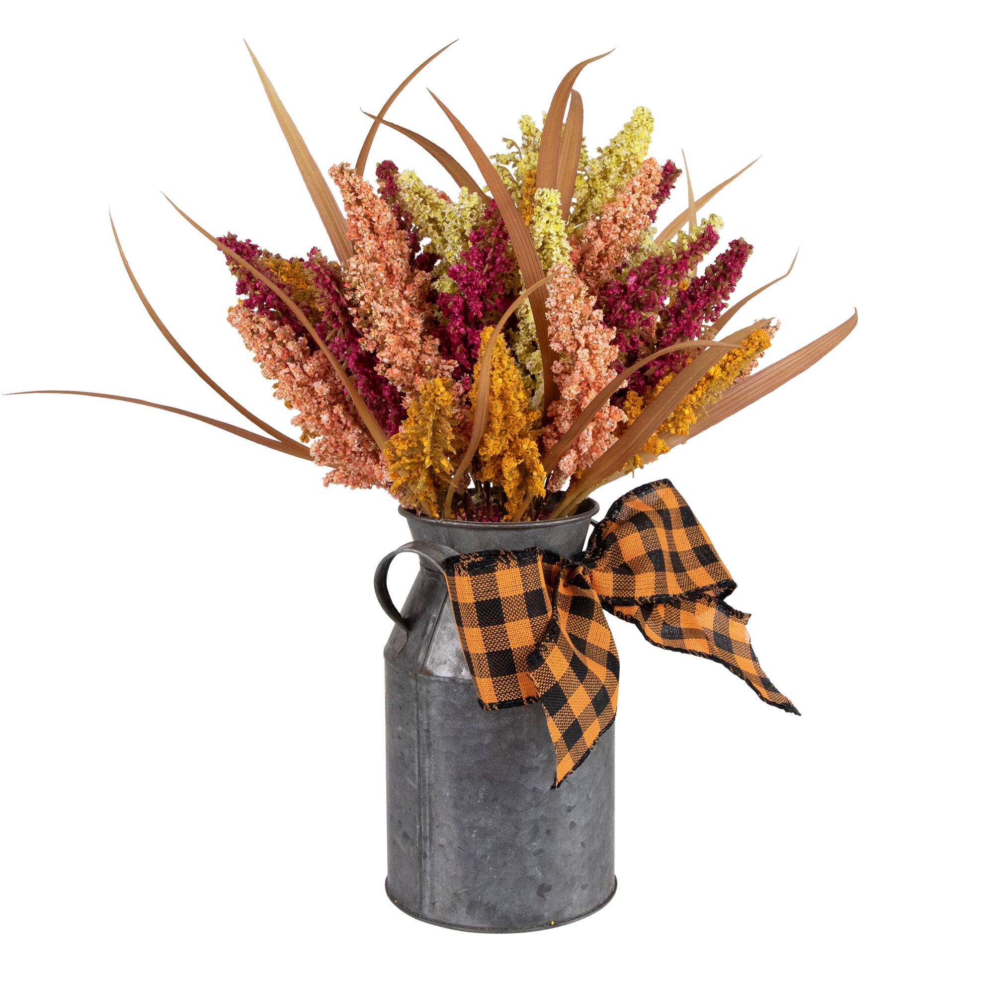 18&#x22; Autumn Harvest Foliage in Canister Floral Decoration