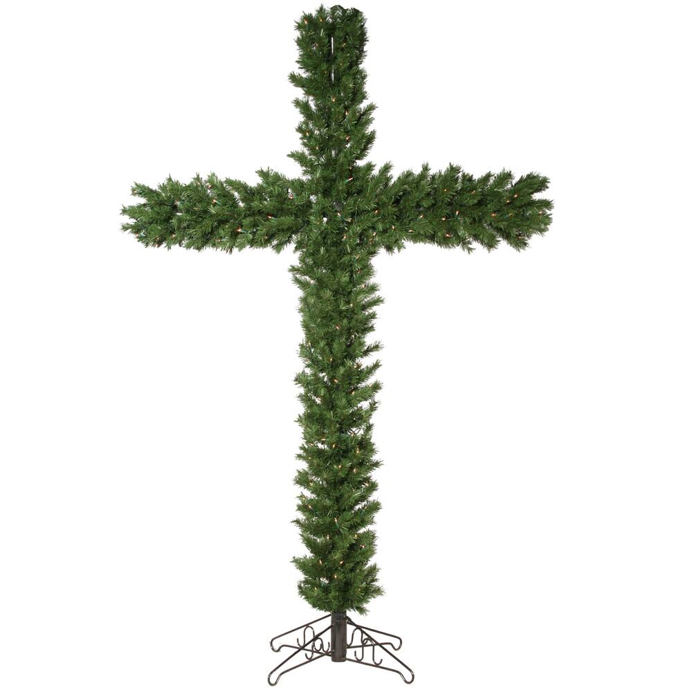 7.5ft. Pre-Lit Artificial Christmas Cross, Clear Dura-Lit&#xAE; Lights