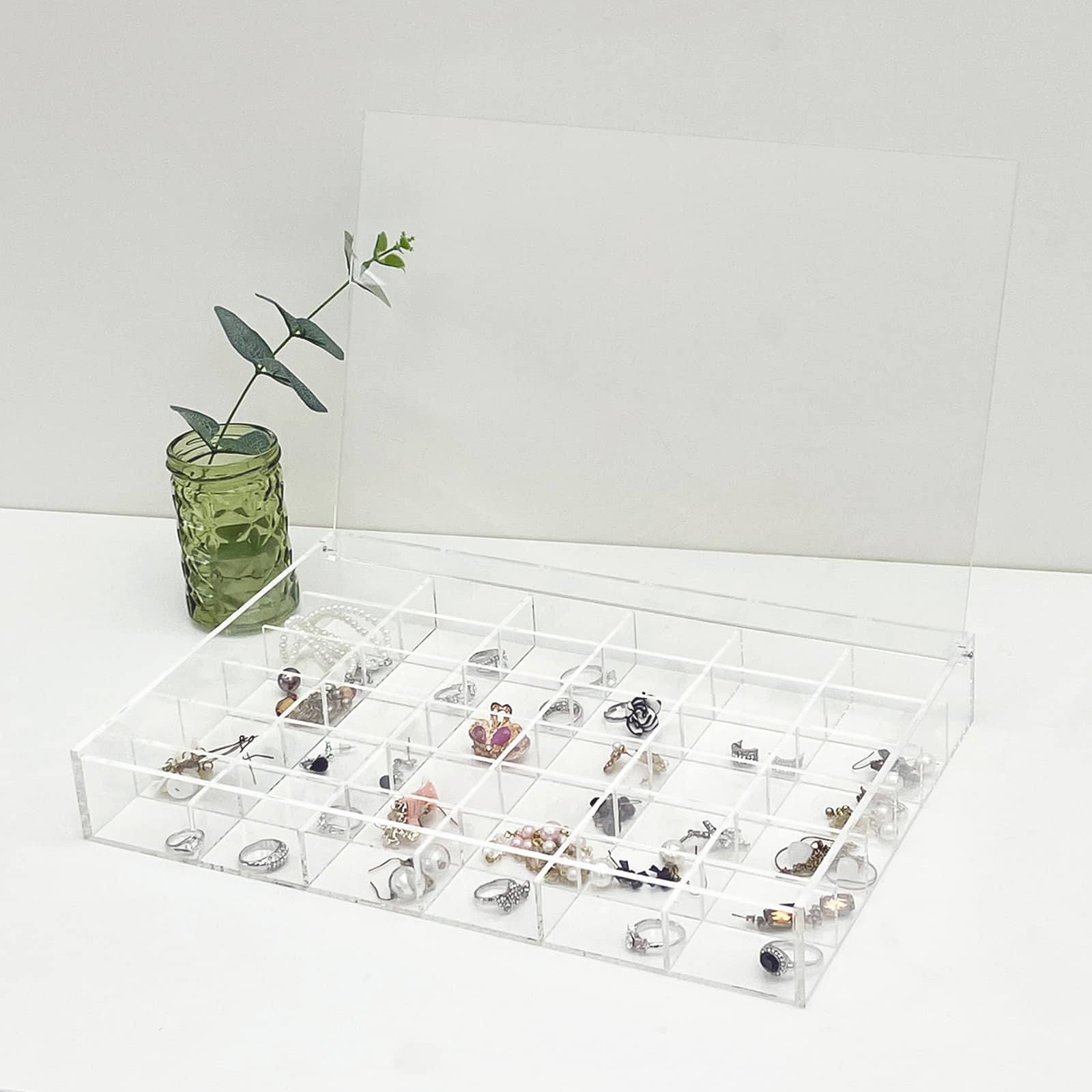 13.6" Clear 36-Compartment Divided Tray with Lid by Bead Landing™