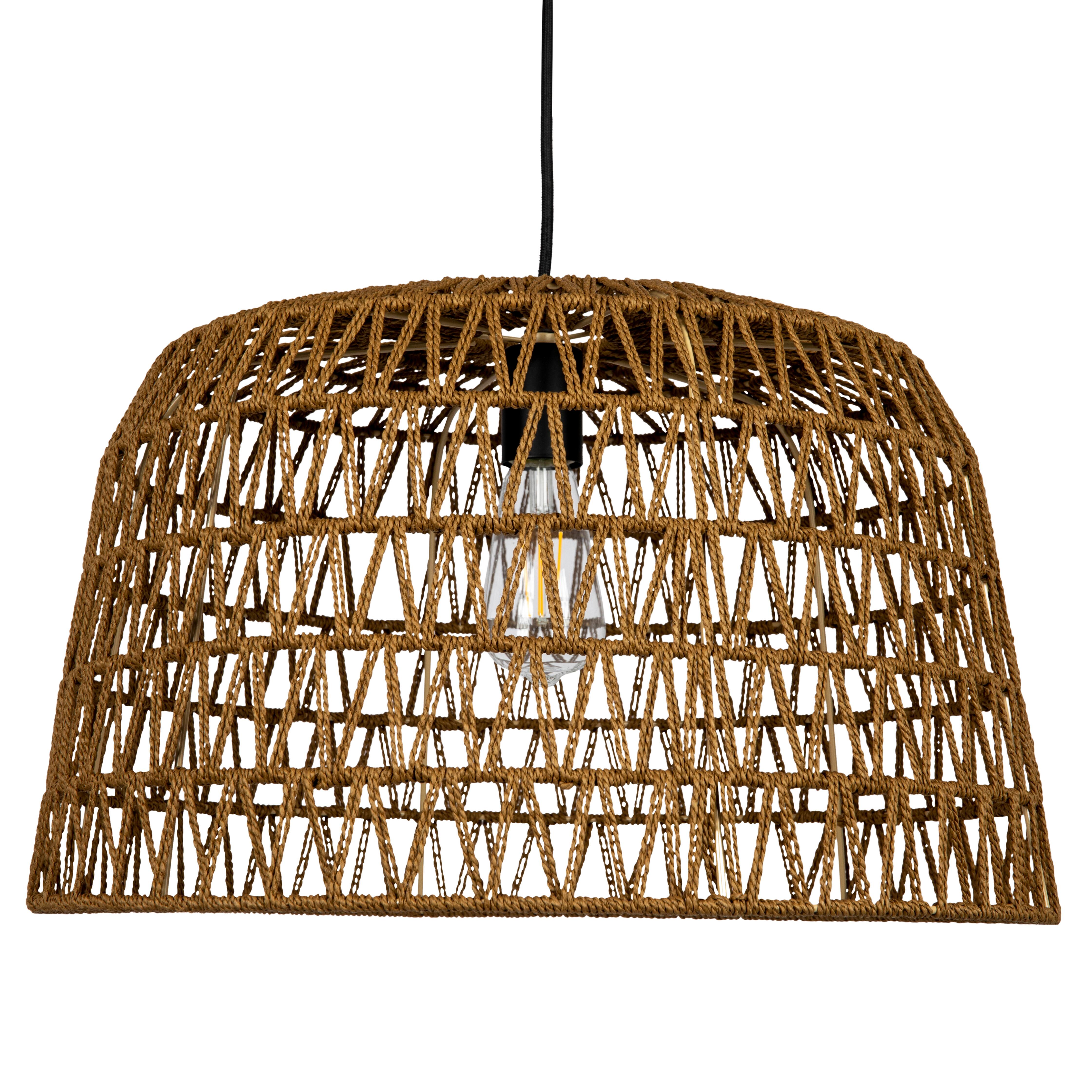 Hello Honey&#xAE; 19.5&#x22; Boho Open Weave Metal and Paper Rope Ceiling Light