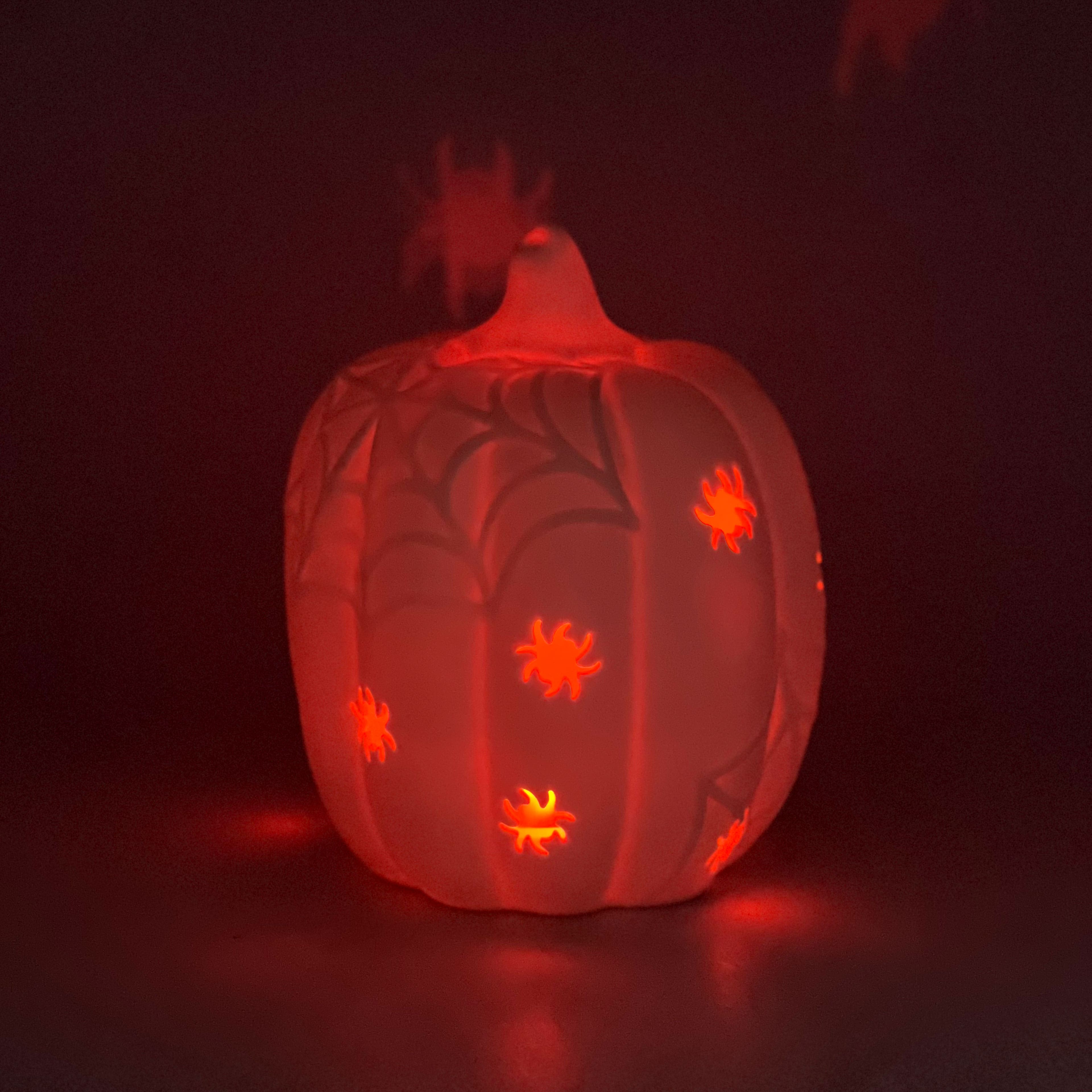 7.25&#x22; DIY Ceramic LED Pumpkin with Spiders D&#xE9;cor by Make Market&#xAE;