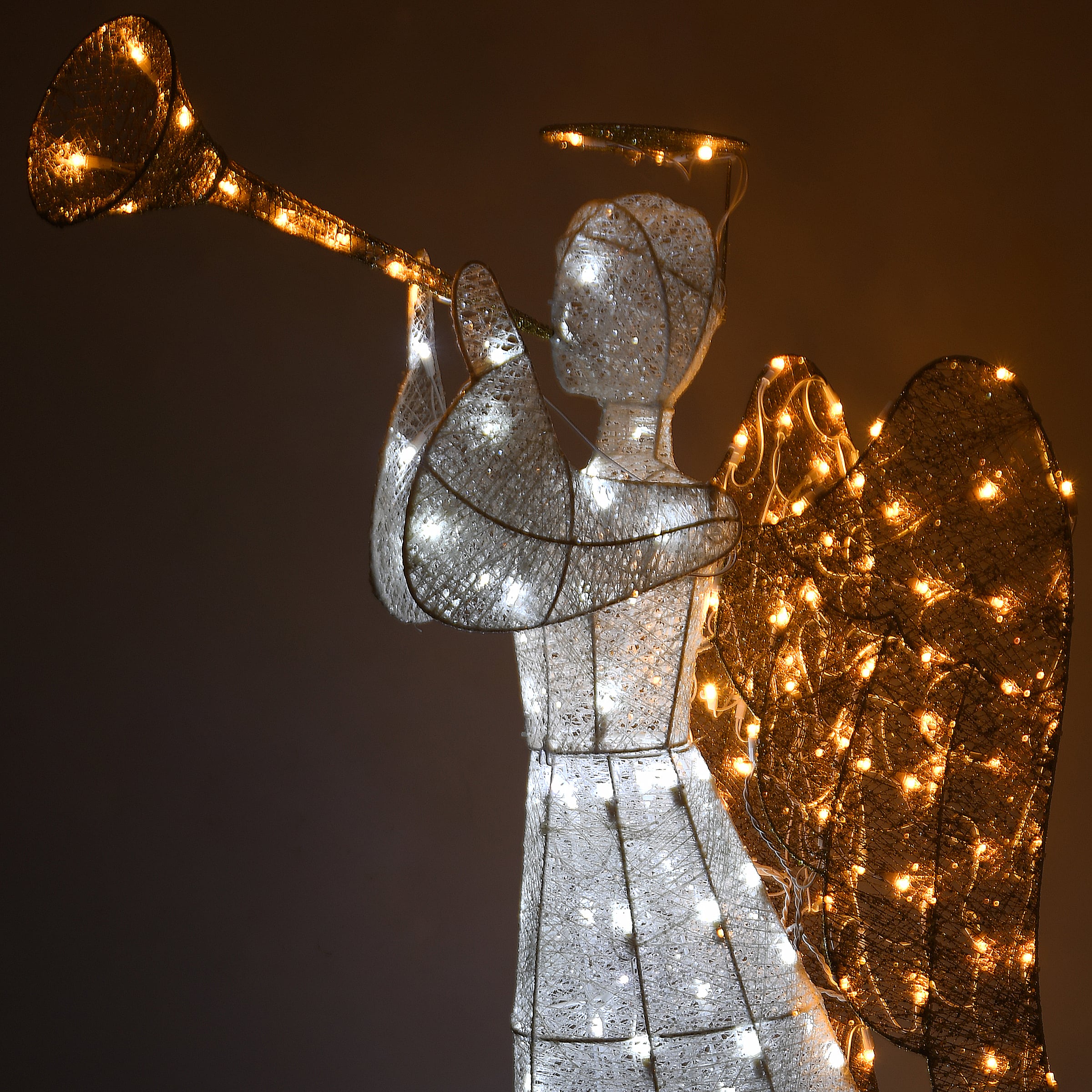 60" Crystal Angel Decoration, White LED Lights