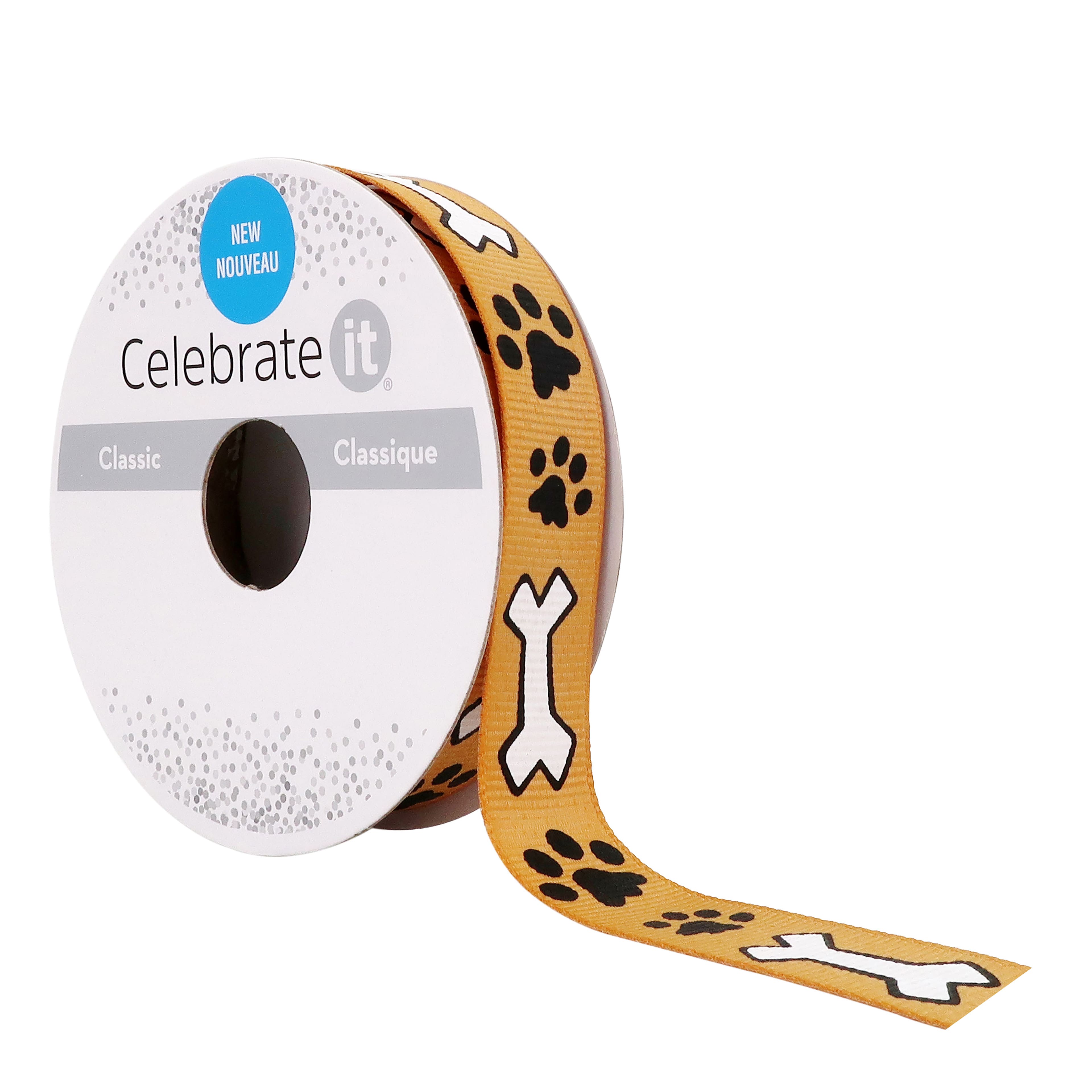 12 Pack: 5/8" x 7yd. Grosgrain Paw Print & Dog Bone Ribbon by Celebrate It™