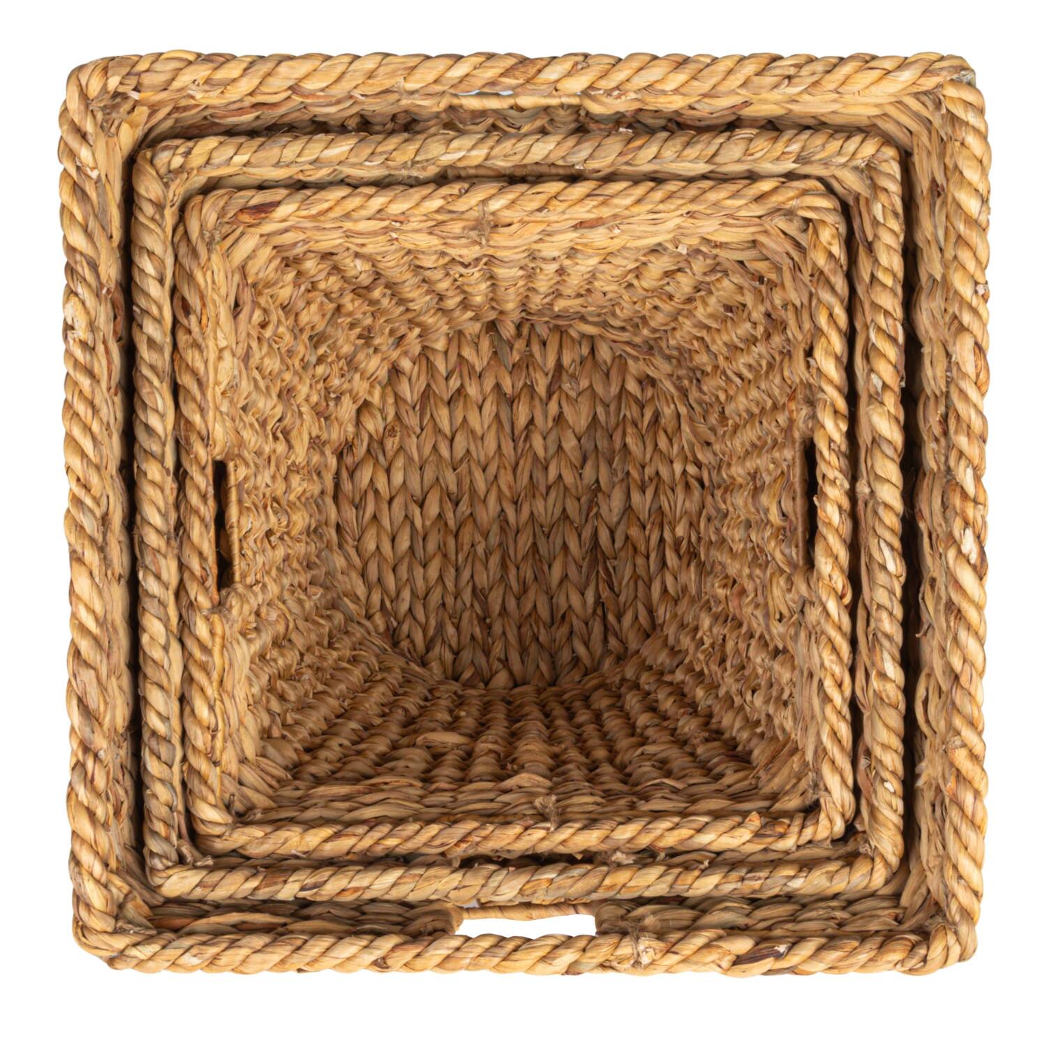 Hello Honey® Natural Handwoven Water Hyacinth & Metal Nesting Basket Set