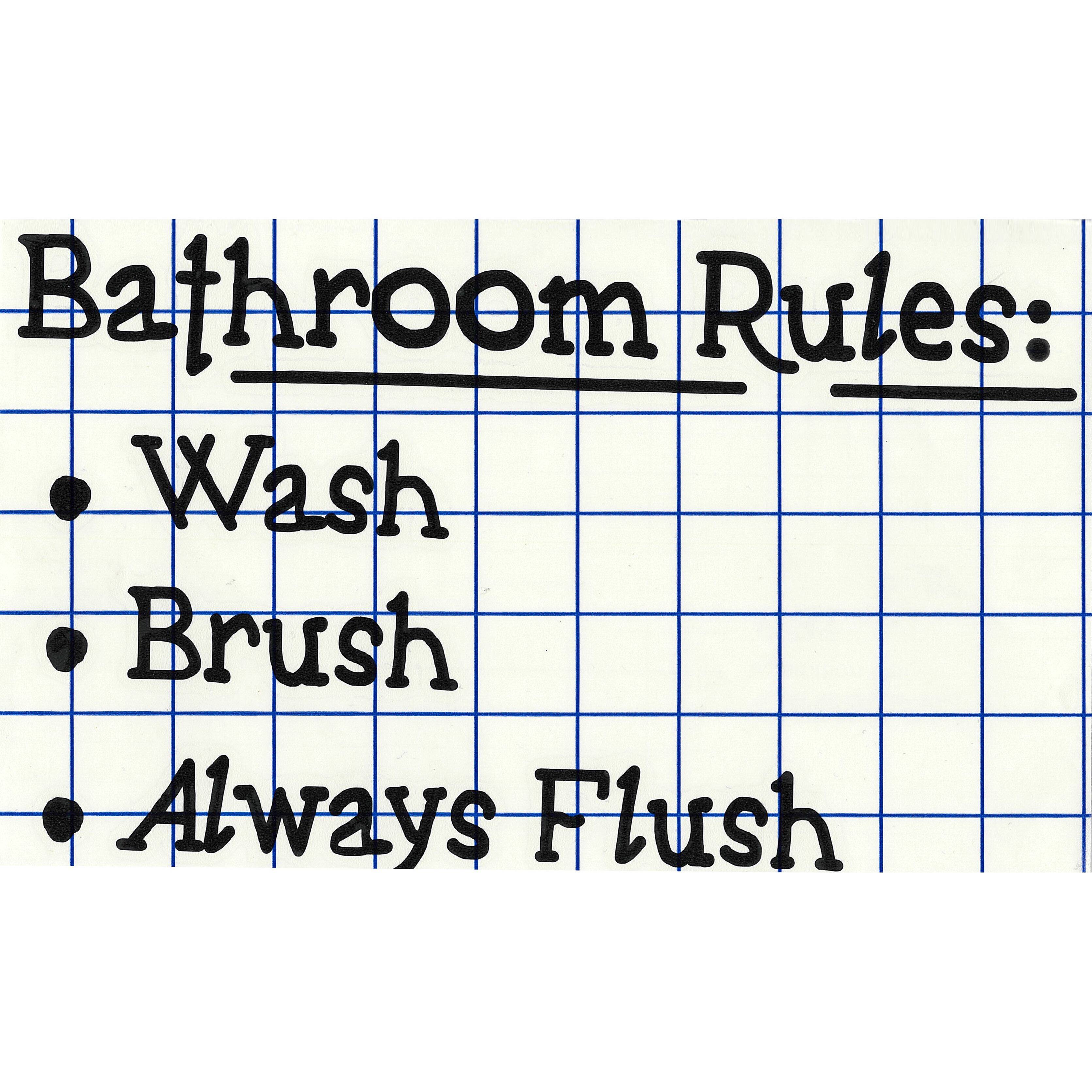 Leisure Arts&#xAE; Vinyl Bathroom Rules Wash Brush Always Flush Black Wall Decal