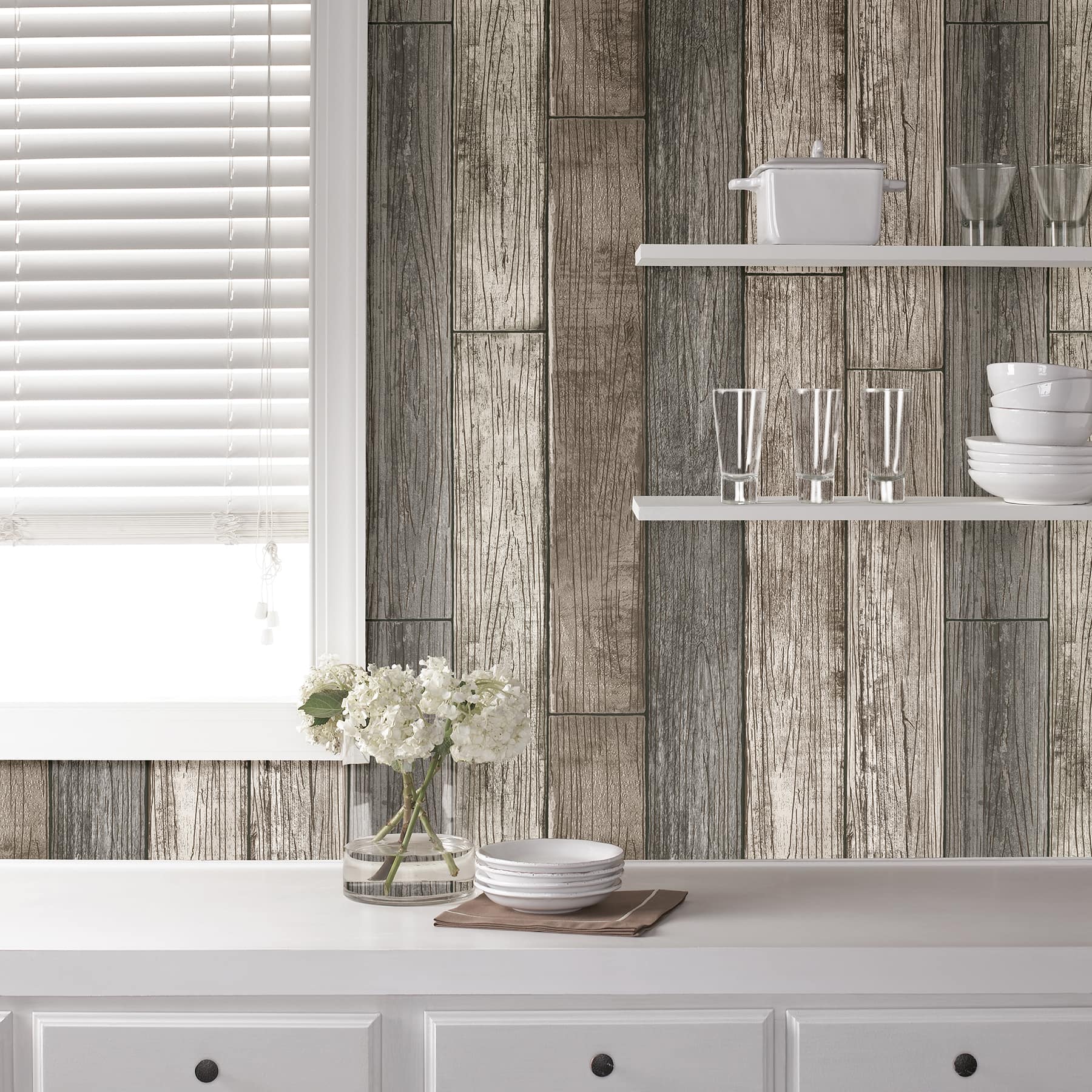 NuWallpaper Reclaimed Wood Plank Natural Peel & Stick Wallpaper