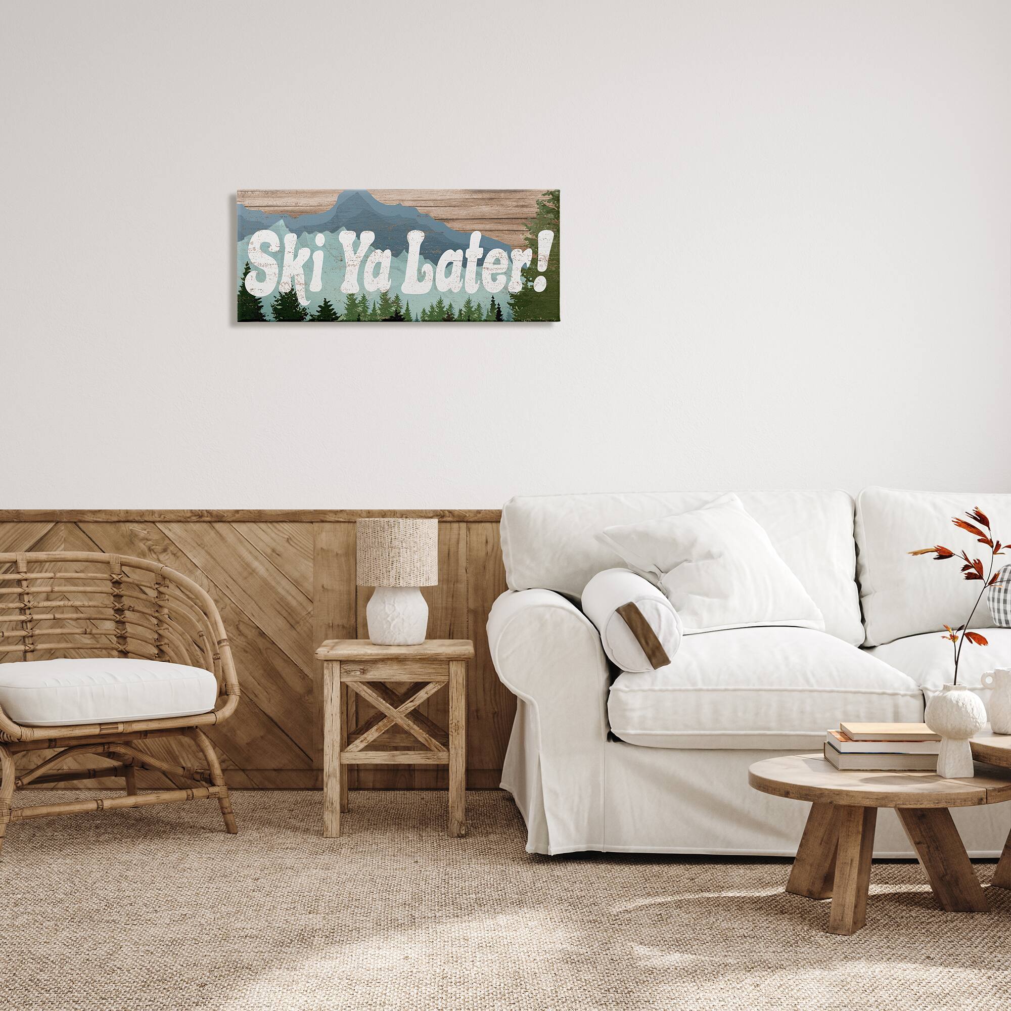Stupell Industries Ski Ya Later Sports Pun Rustic Mountain Forest Canvas Wall Art